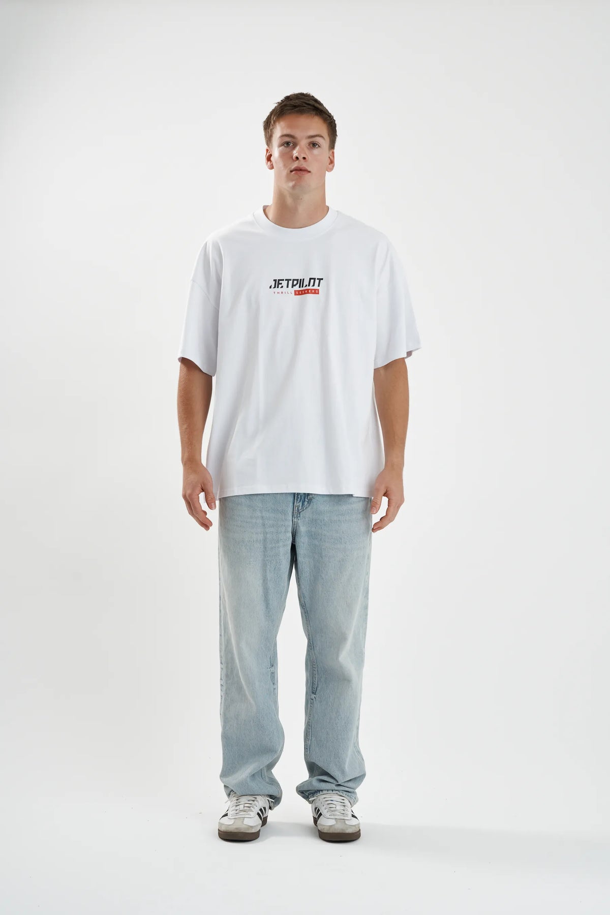 Jetpilot 86 Worldwide mens oversized graphic tee in White — view 3 of 12