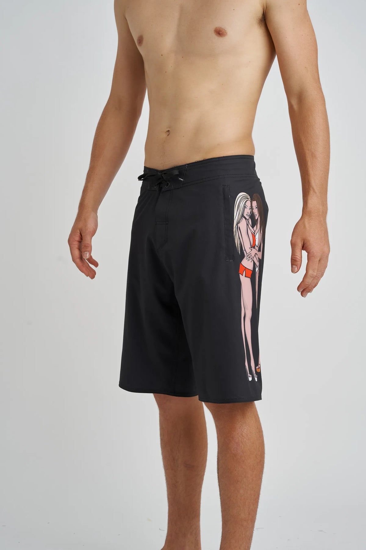 Jetpilot Just Friends mens board shorts in Black — side view