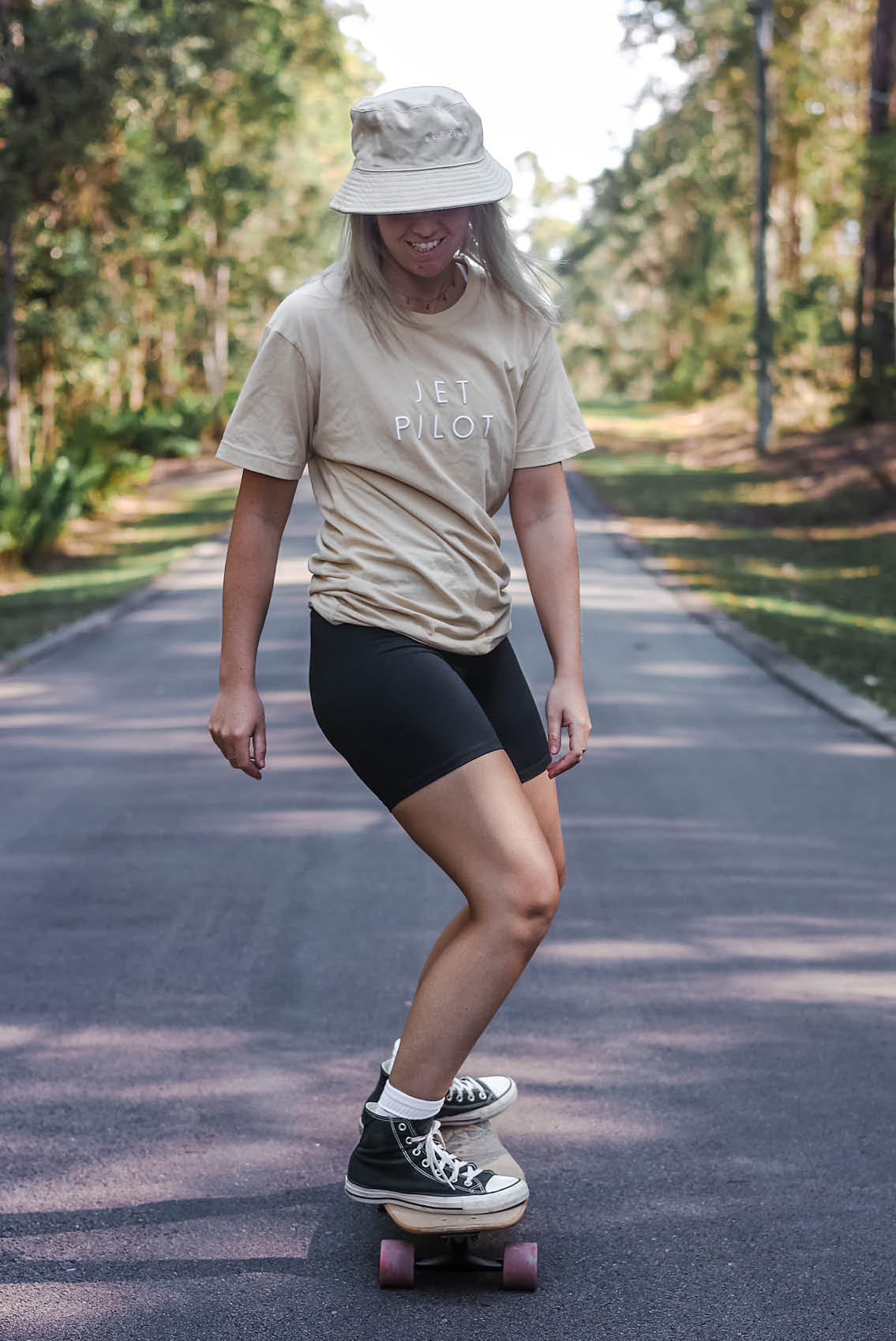 Jetpilot Simple Ladies Oversized Tee - Tan