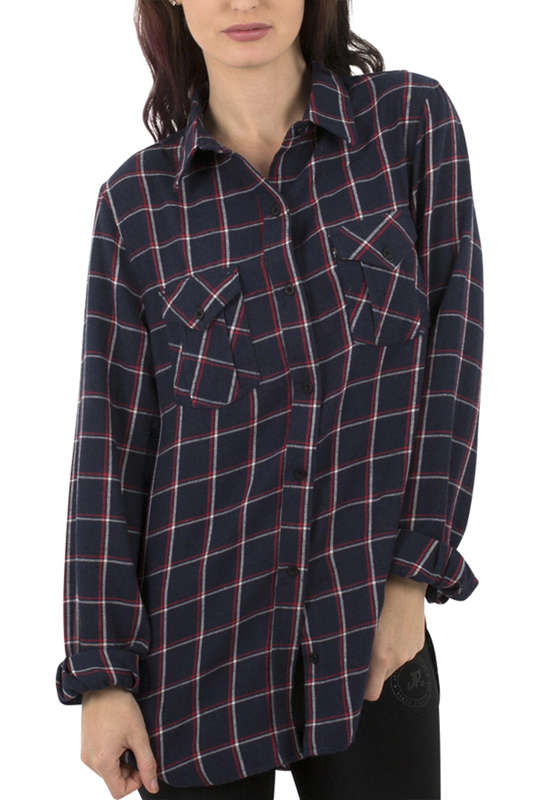 Jetpilot Played Ladies Flannel Shirt - Navy