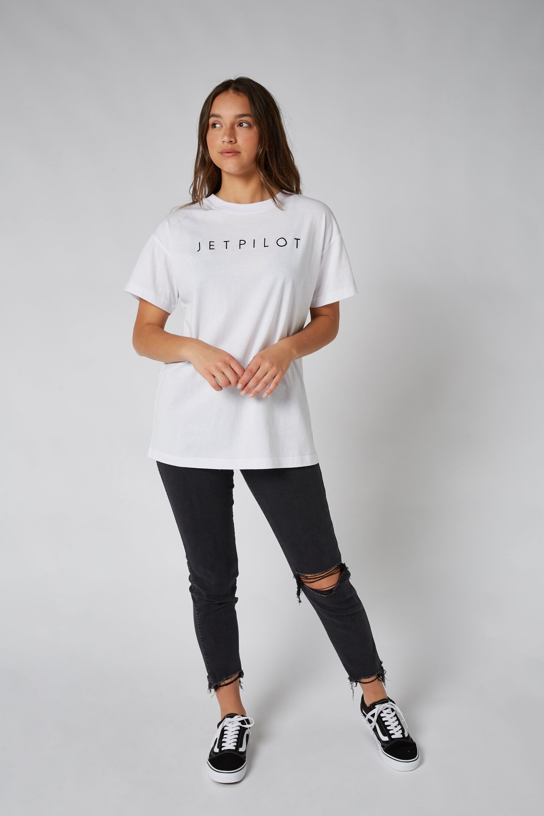 Jetpilot Simple Ladies Oversized S/S Tee - White