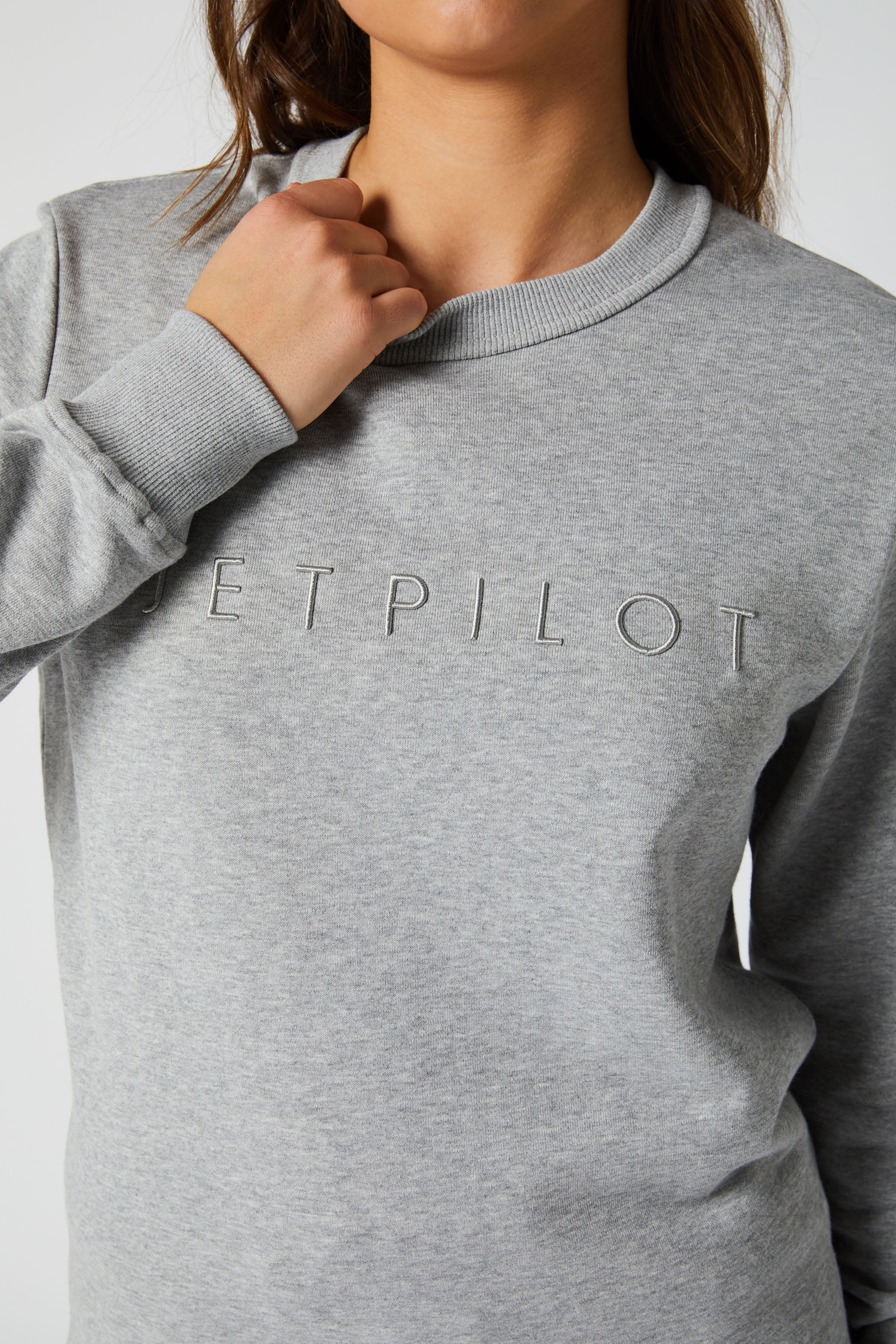 Jetpilot Simple Ladies Crew - Grey/Marle