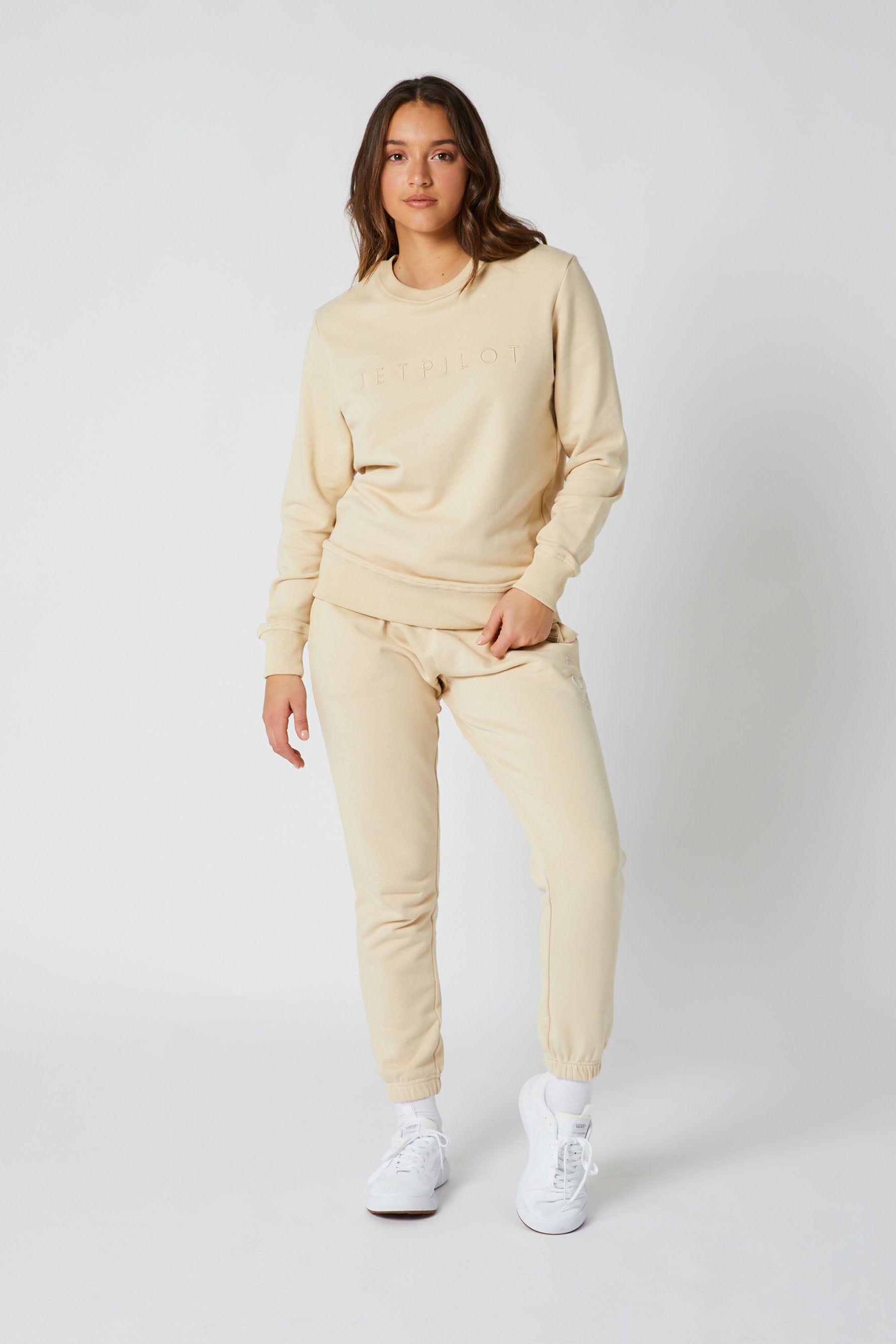 Jetpilot Simple Ladies Crew - Tan