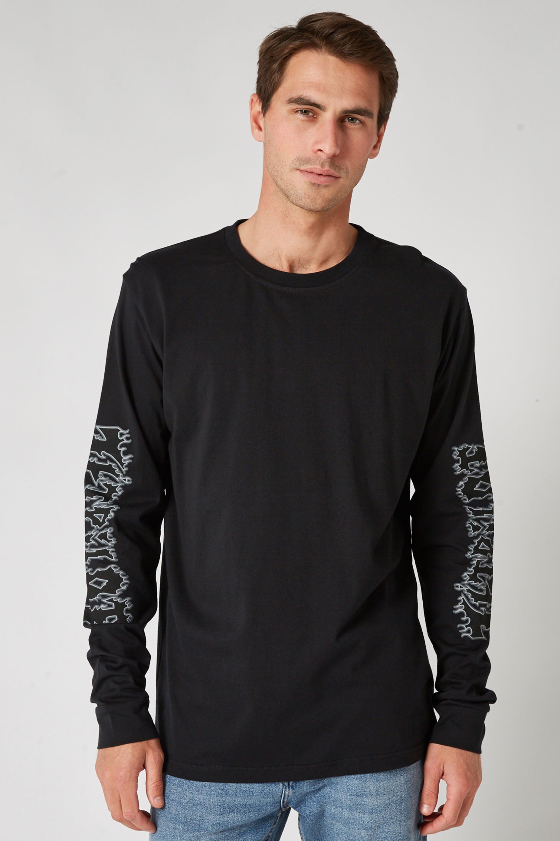 Jetpilot Razor L/S Mens Tee - Black/Black — view 01 (3)
