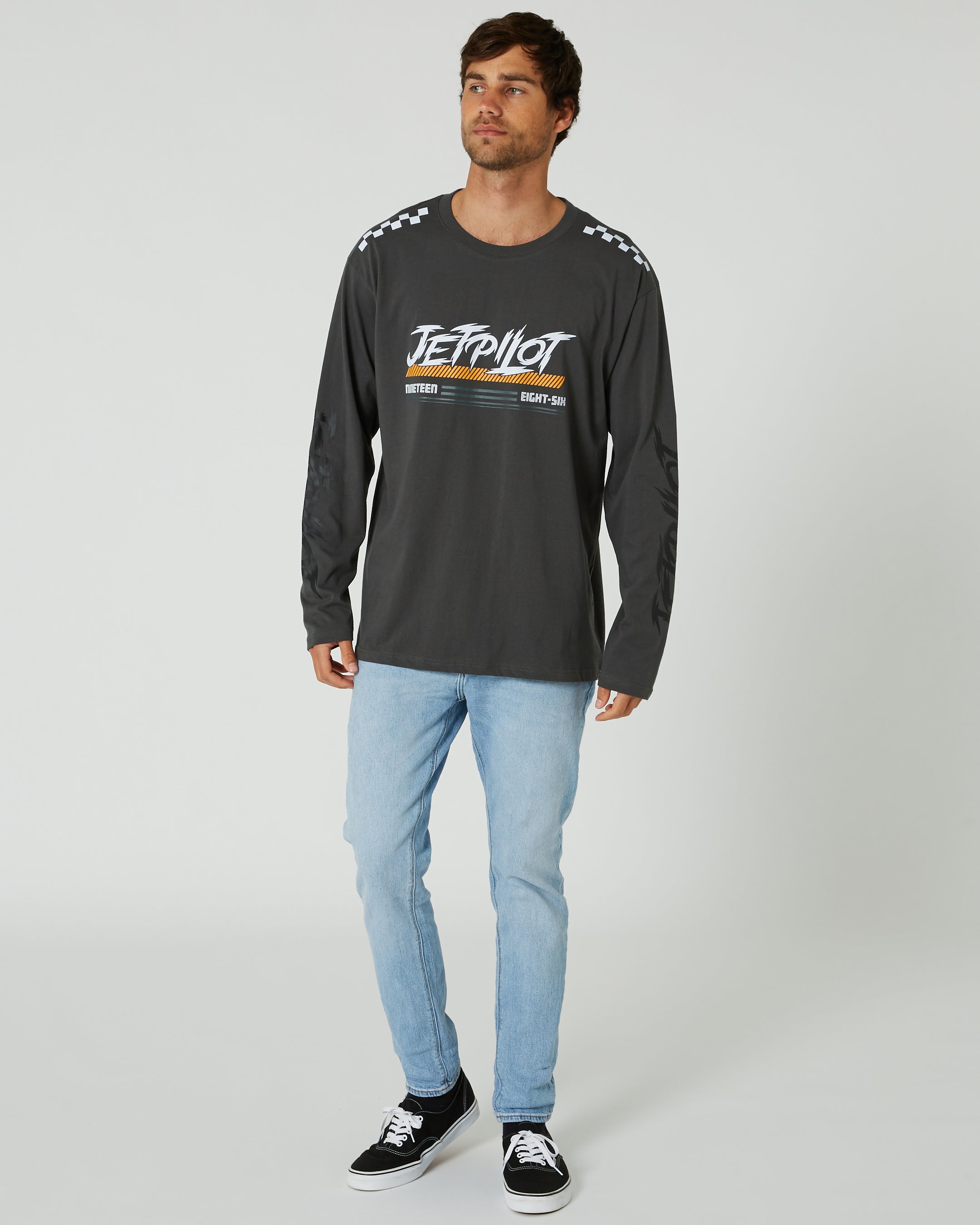 Jetpilot Race Tech Mens Long Sleeve Tee - Charcoal 4 — view 01 (3)