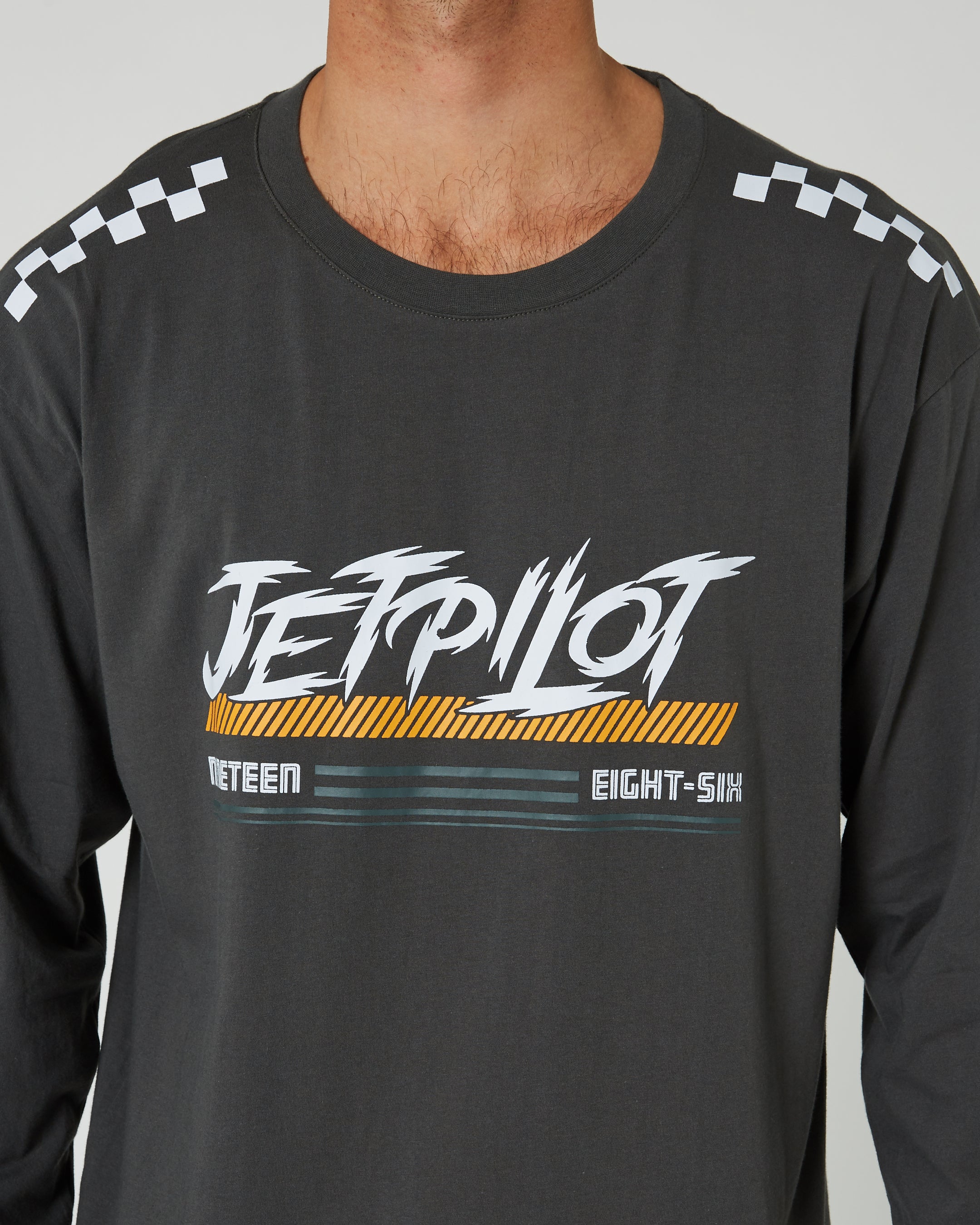 Jetpilot Race Tech Mens Long Sleeve Tee - Charcoal 5 — view 05 (3)