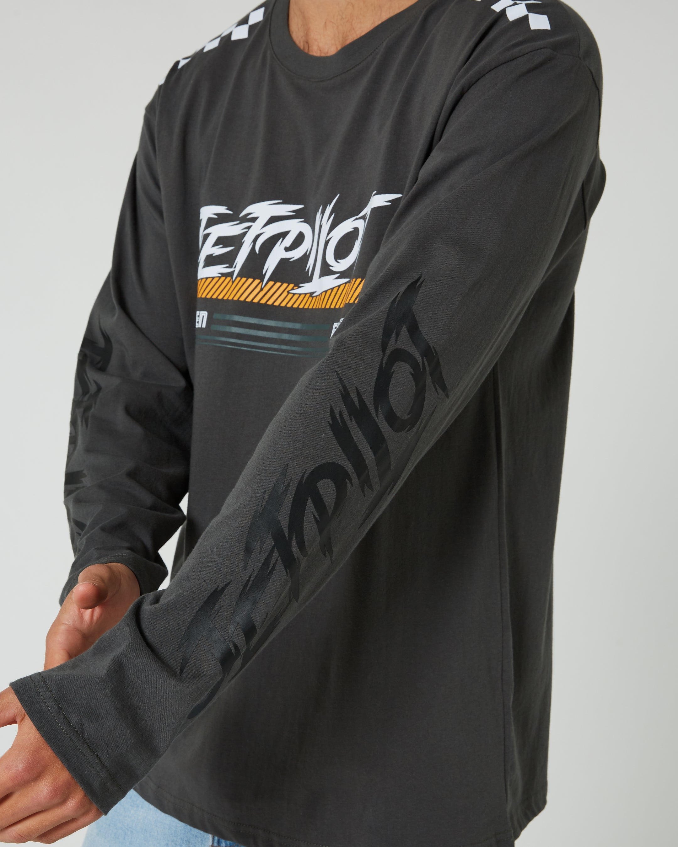Jetpilot Race Tech Mens Long Sleeve Tee - Charcoal 3 — view 06 (3)