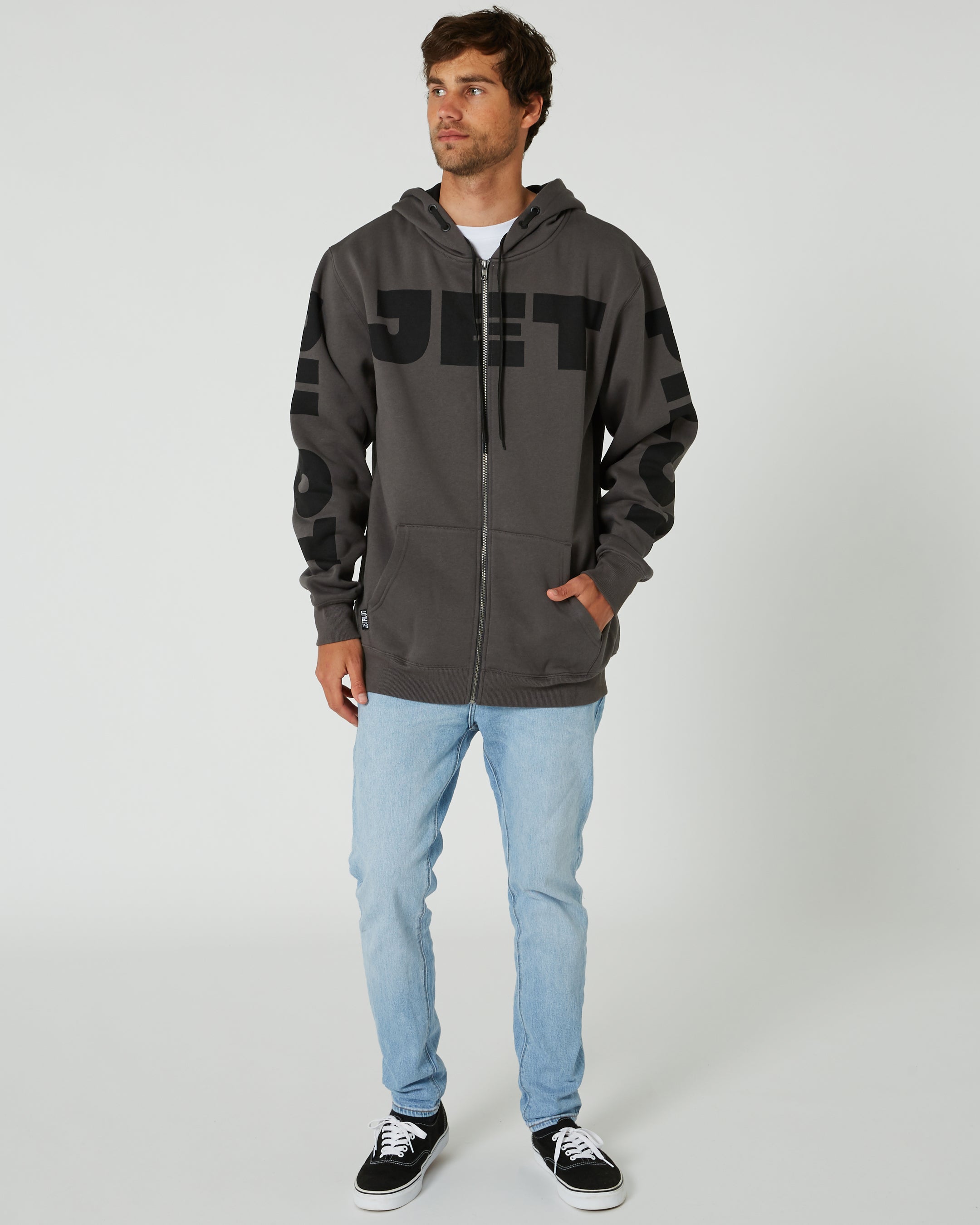 Jetpilot Divided Mens Zip-Up Hoodie - Charcoal 3