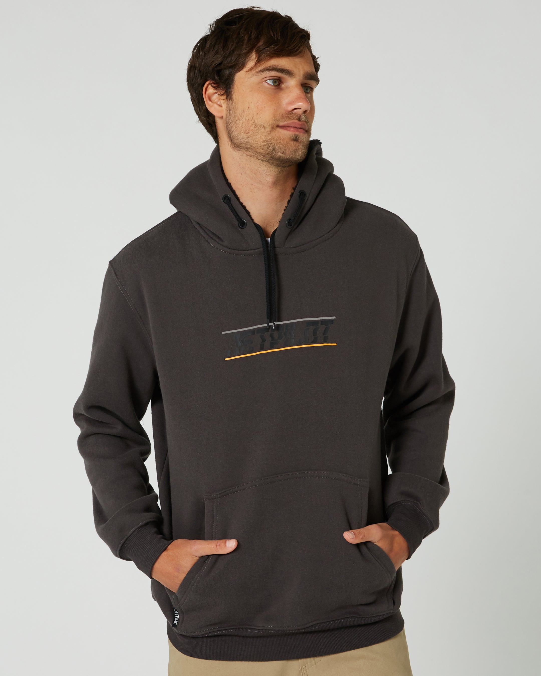 Jetpilot United Mens Pullover Hoodie - Charcoal — view 02 (5)