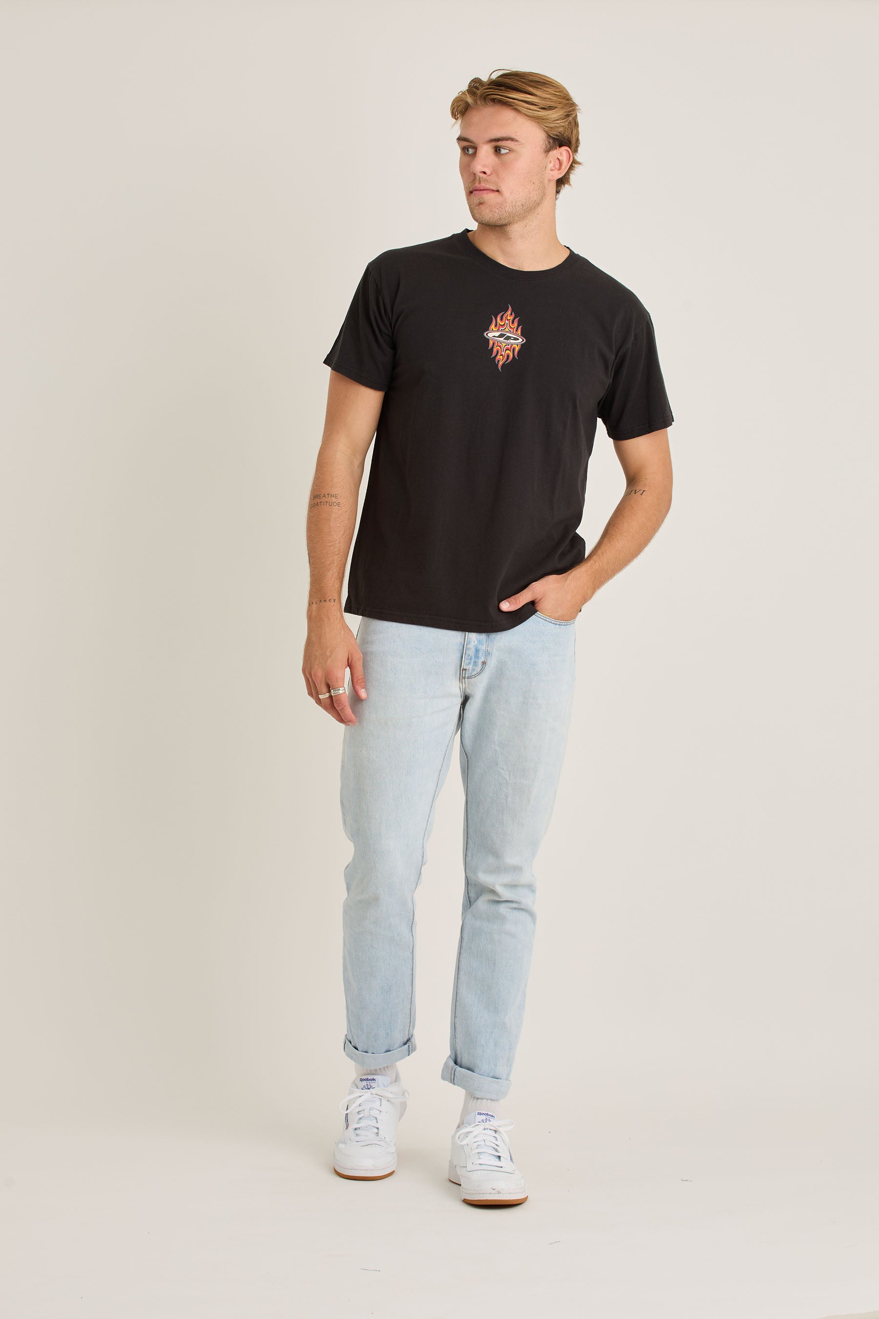 Jetpilot Flames Mens Ss Tee - Black/Wash