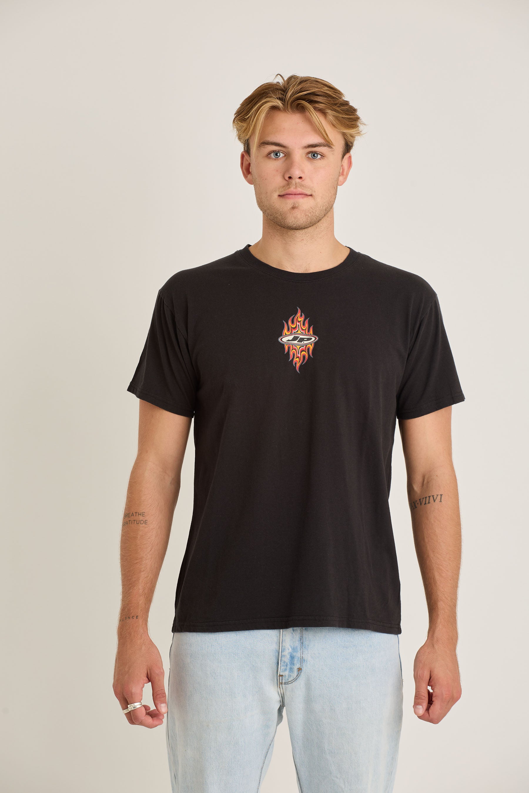 Jetpilot Flames Mens Ss Tee - Black/Wash 3