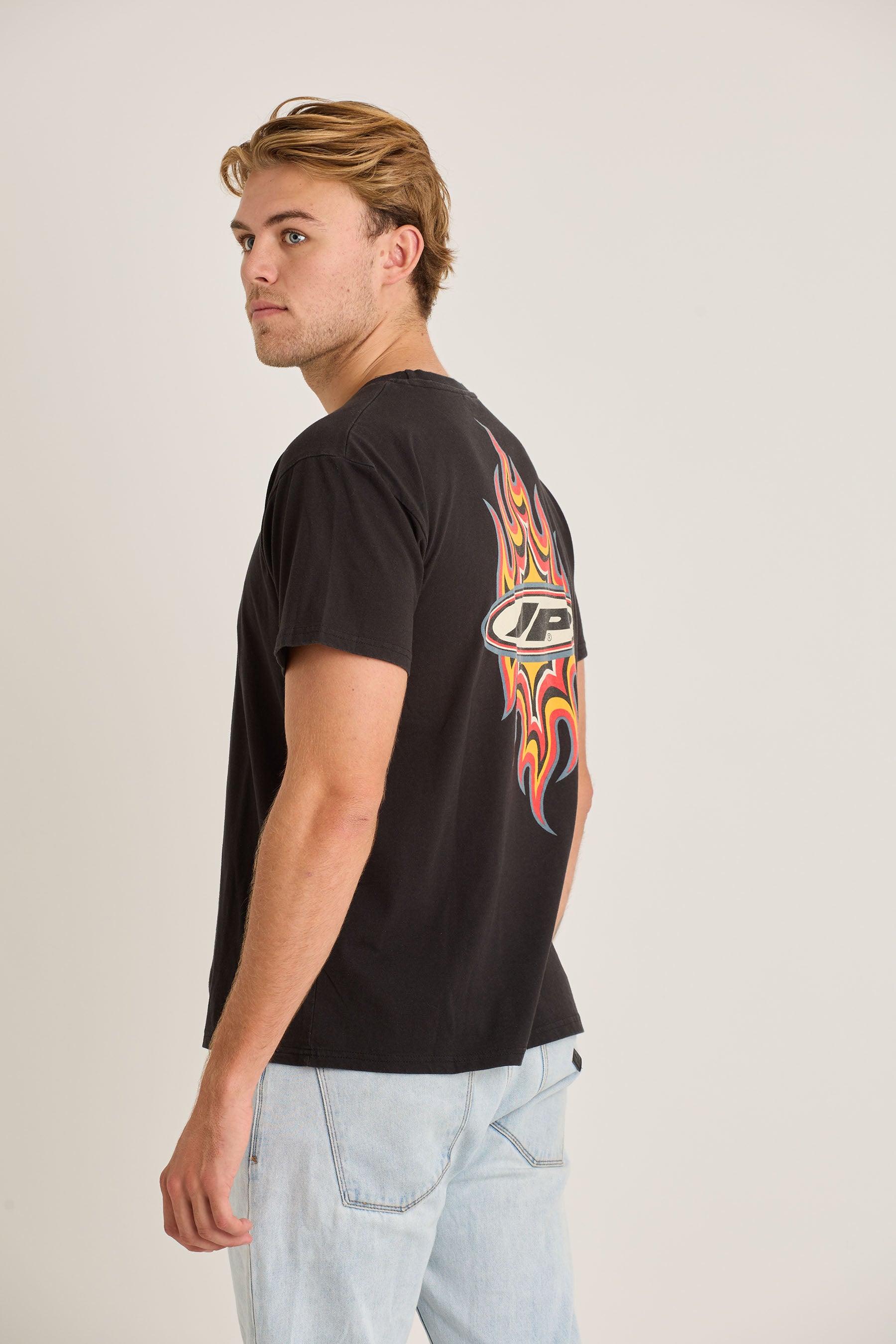 Jetpilot Flames Mens Ss Tee - Black/Wash 4