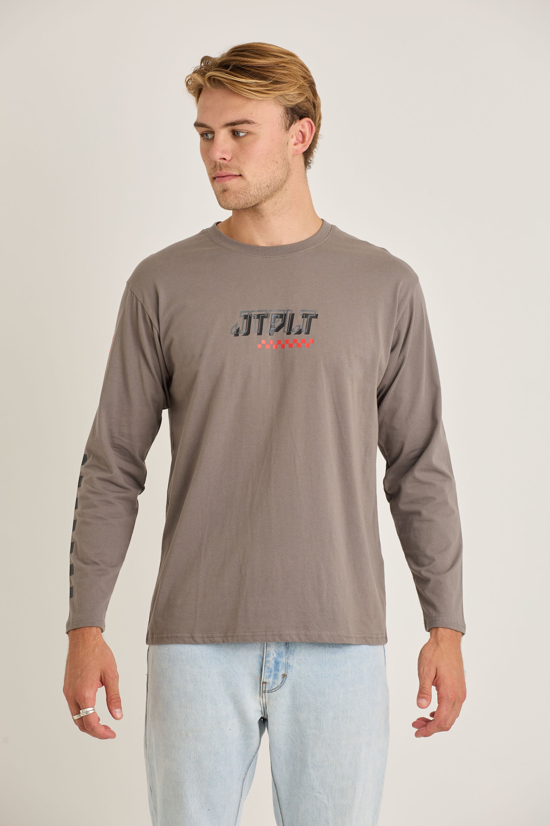Jetpilot Tech Mens Ls Tee - Charcoal — view 01 (3)