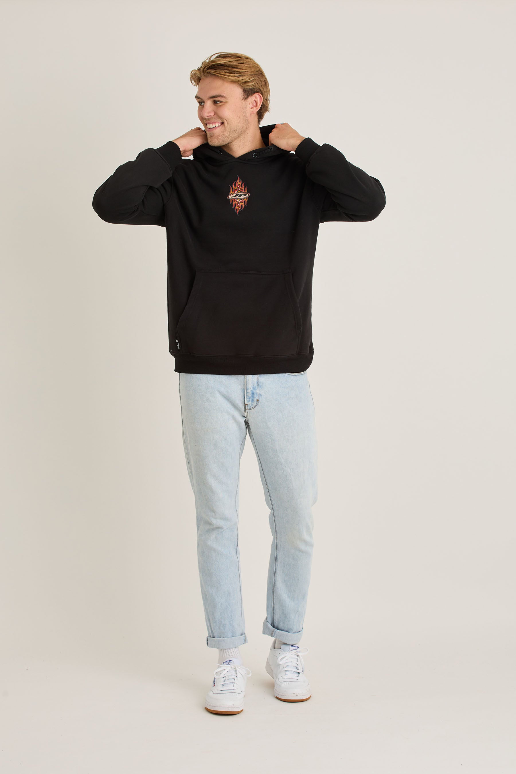 Jetpilot Flames Mens Pullover - Black Wash — view 01 (3)