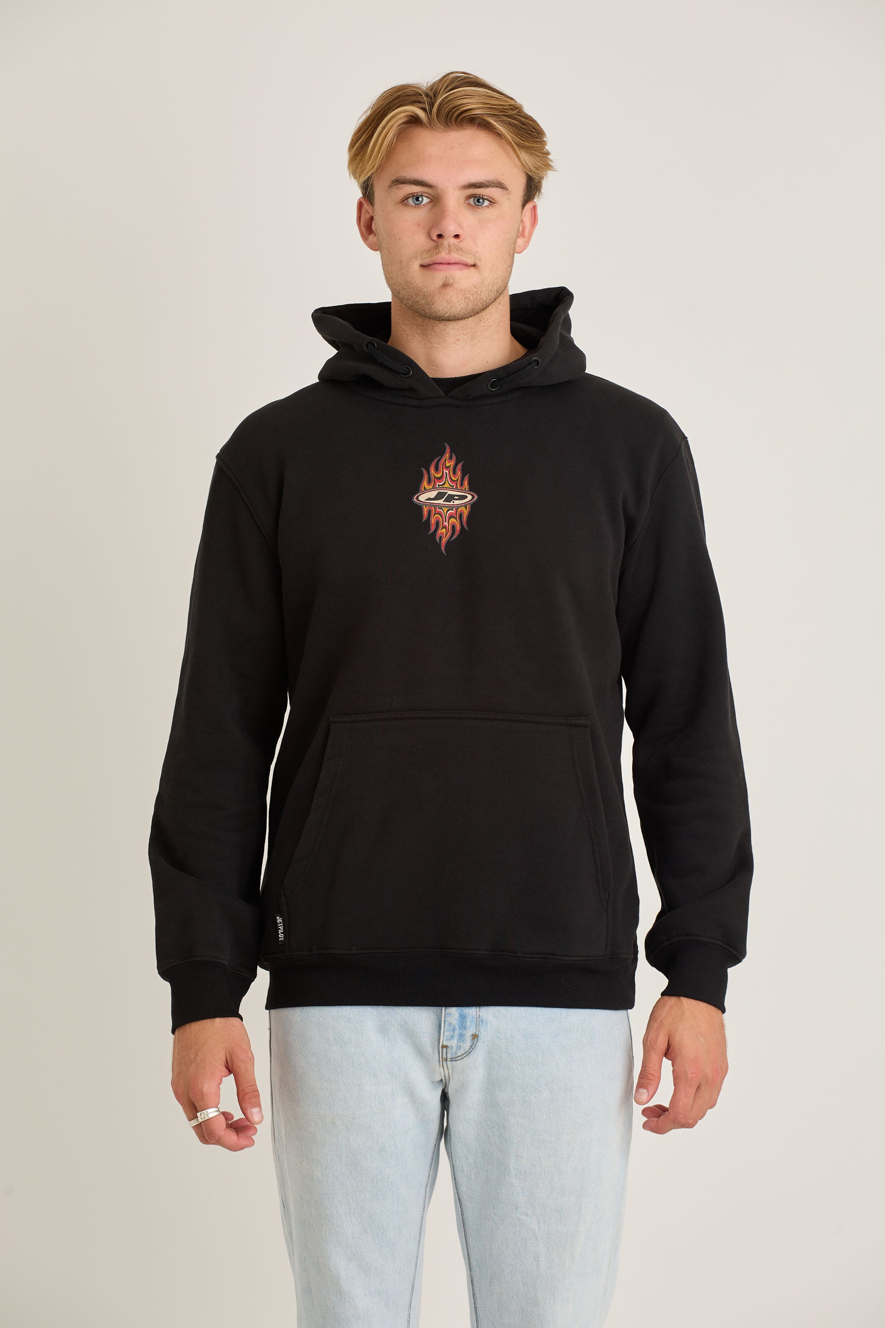 Jetpilot Flames Mens Pullover - Black Wash 2 — view 02 (3)