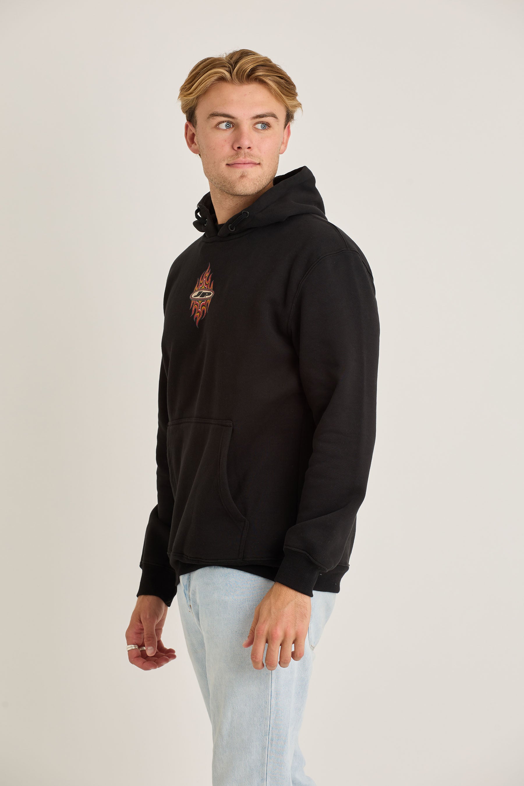 Jetpilot Flames Mens Pullover - Black Wash 3 — view 03 (3)