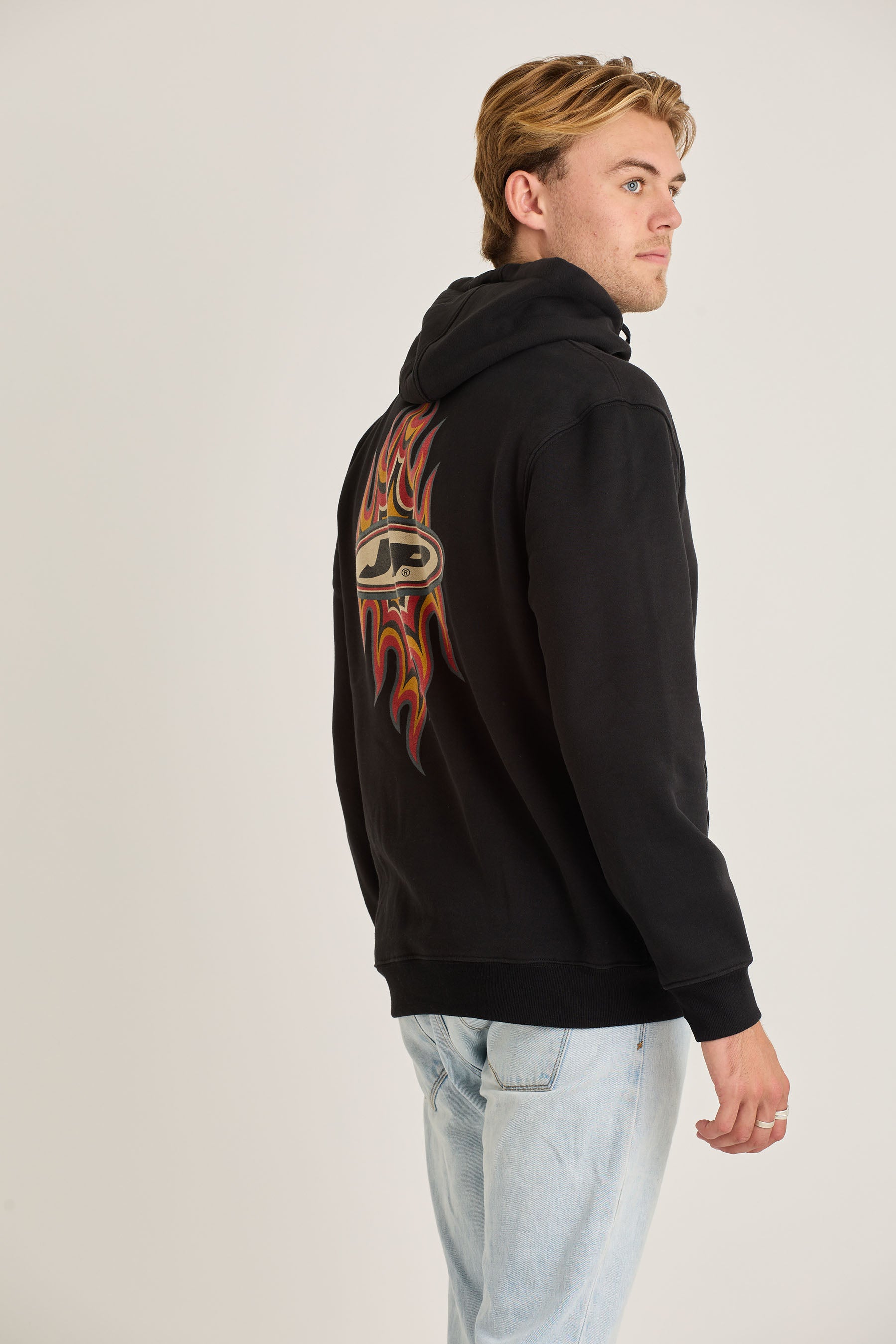 Jetpilot Flames Mens Pullover - Black Wash 5 — view 05 (3)