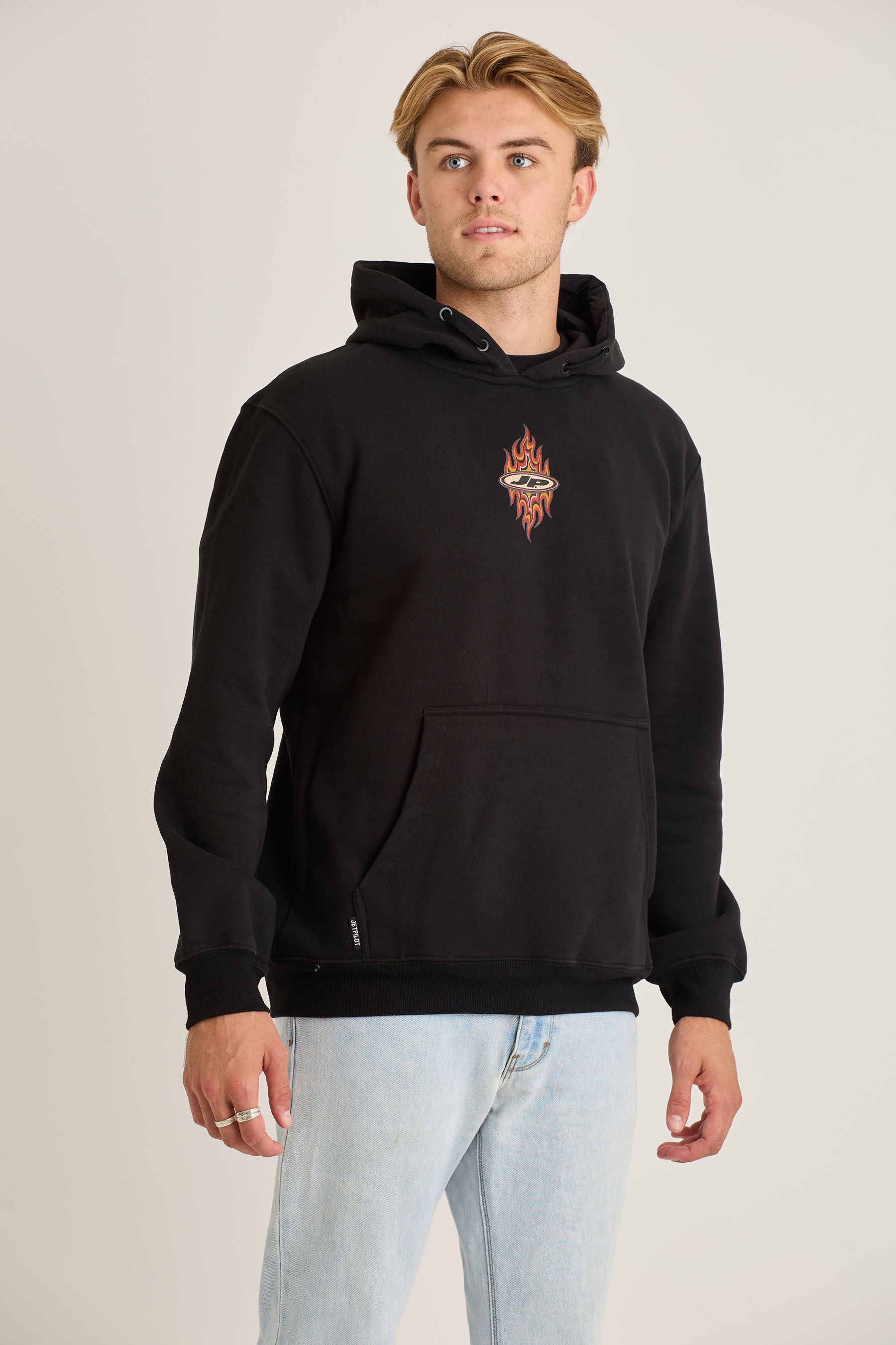 Jetpilot Flames Mens Pullover - Black Wash 6 — view 06 (3)