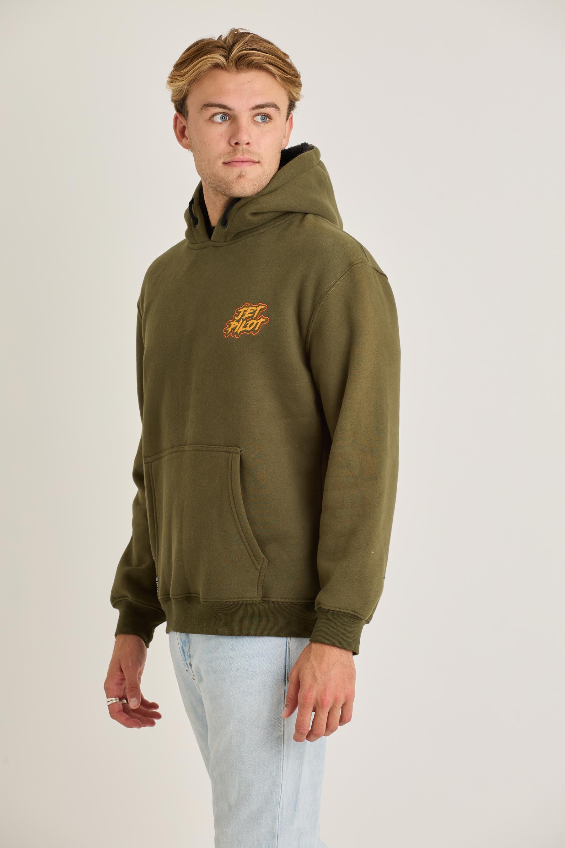Jetpilot Yowie Sherpa Mens Pullover - Army 4 — view 03 (3)