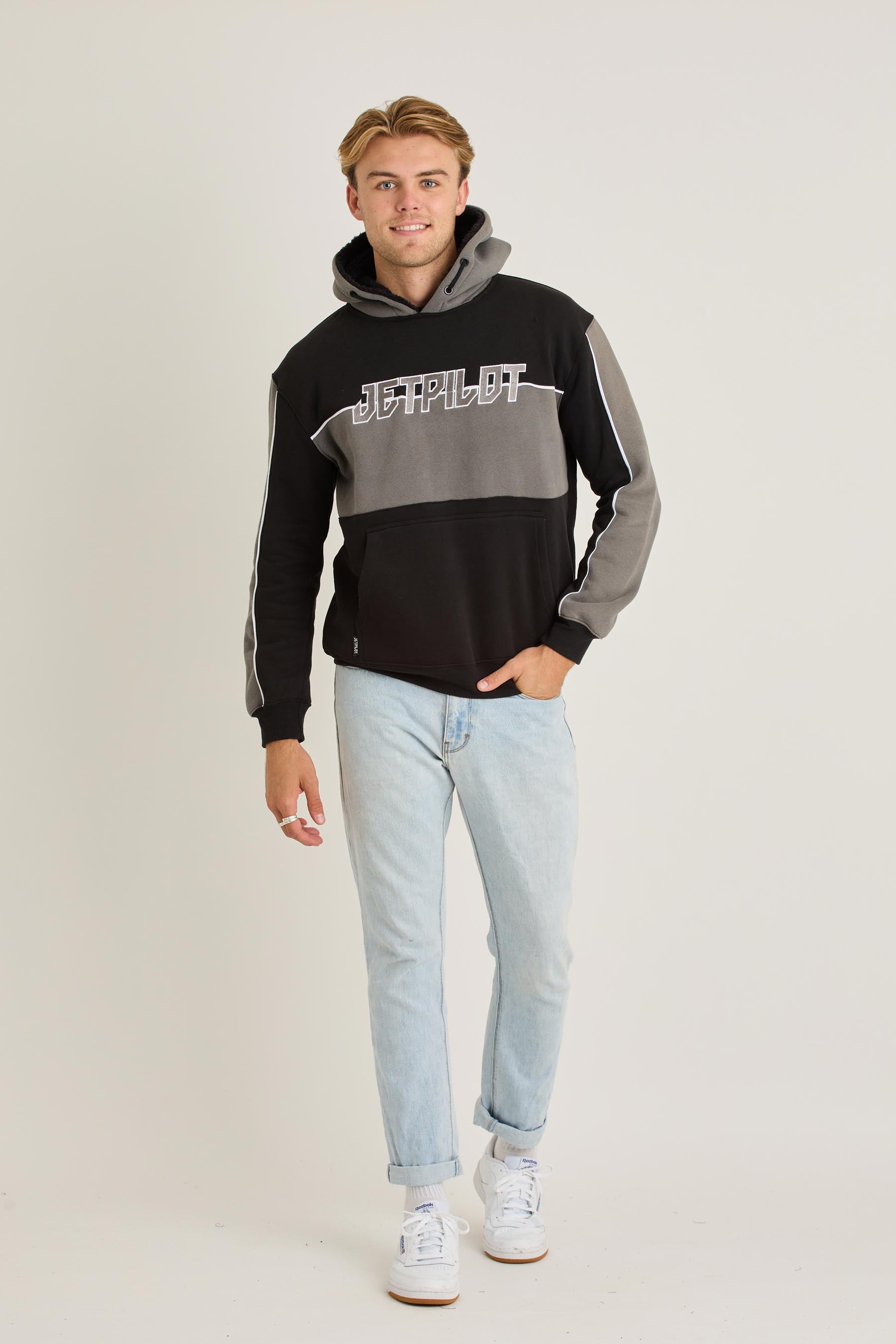 Jetpilot F5 Mens Pullover - Black/Charcoal — view 01 (3)