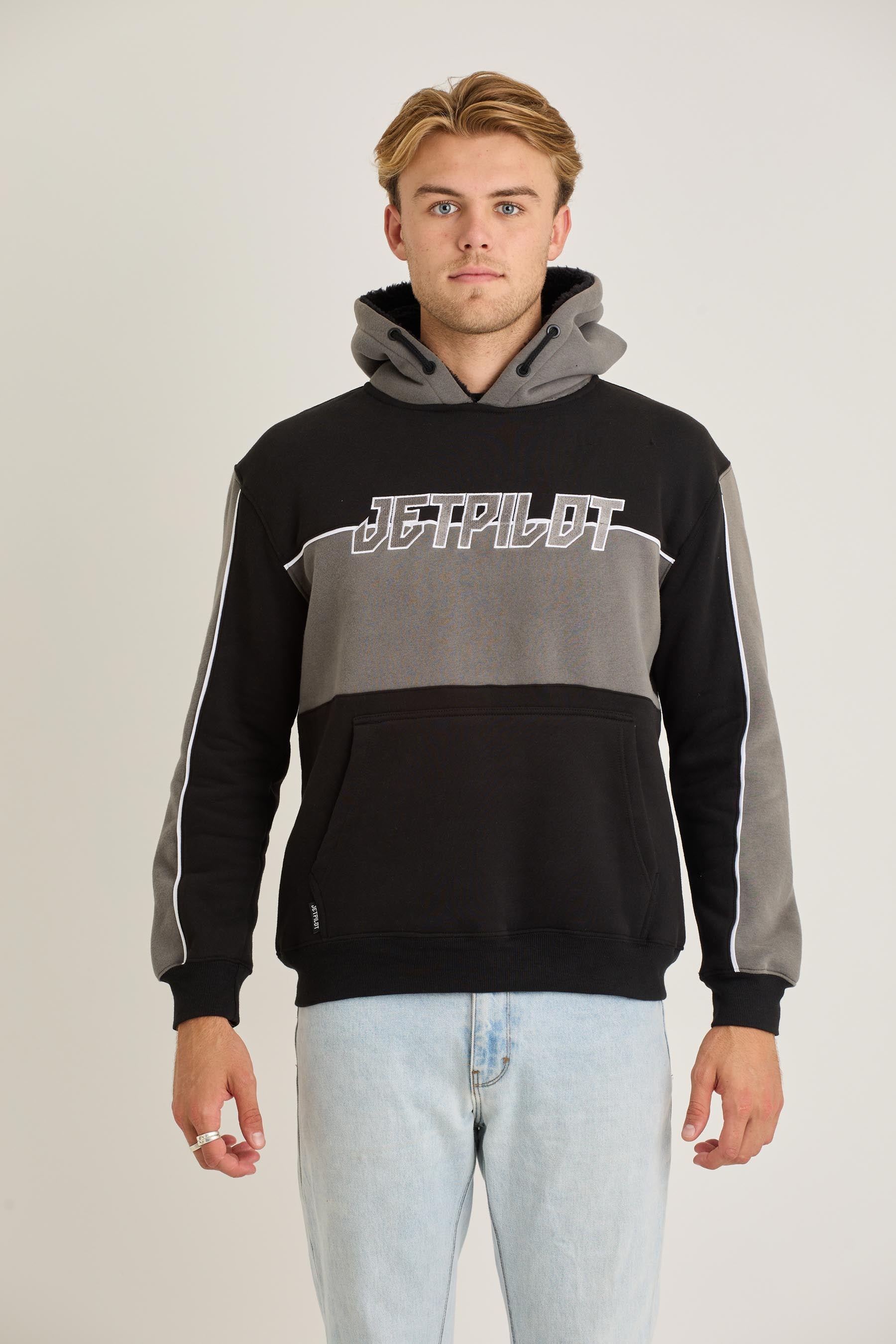 Jetpilot F5 Mens Pullover - Black/Charcoal 2 — view 02 (3)