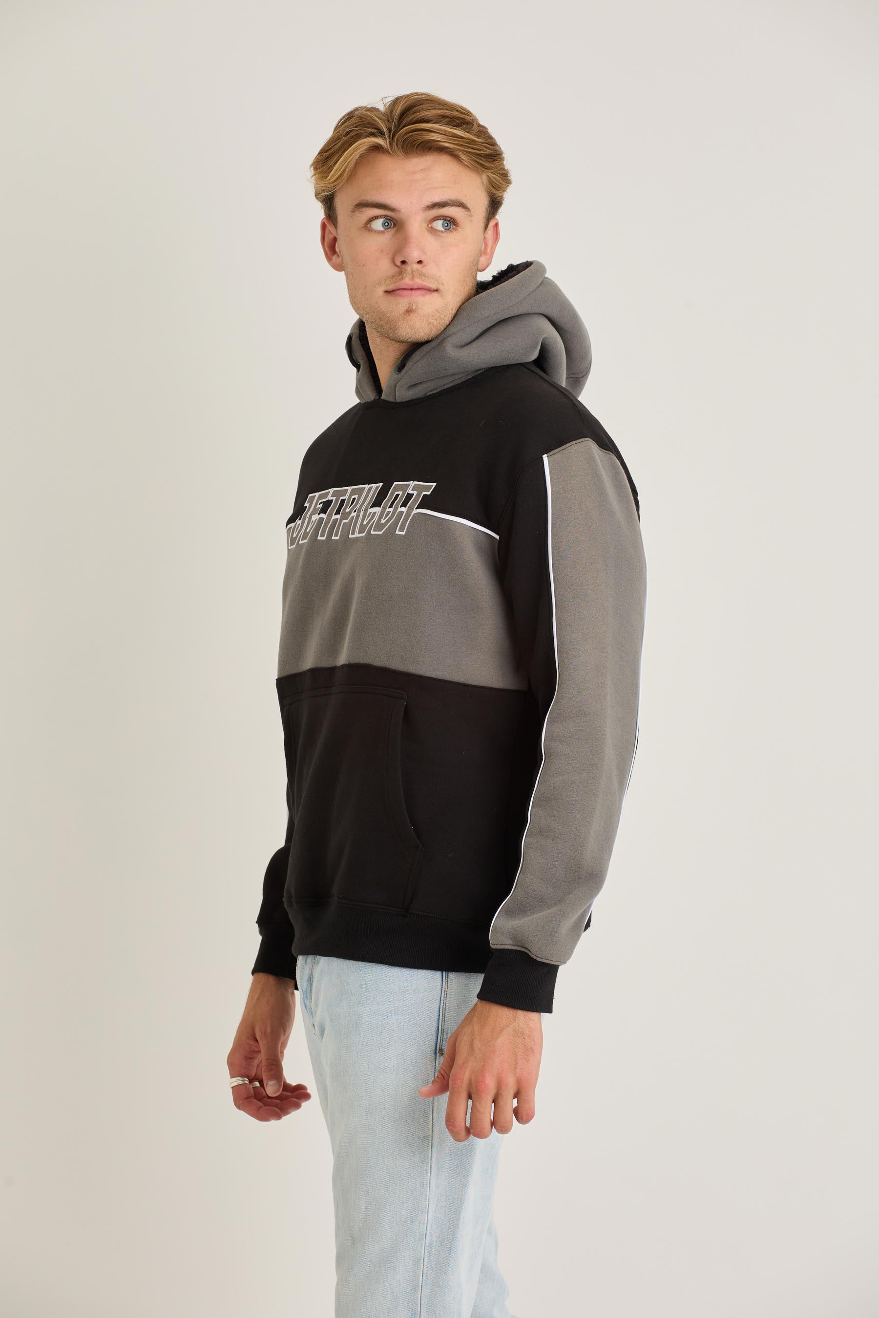 Jetpilot F5 Mens Pullover - Black/Charcoal 3 — view 03 (3)