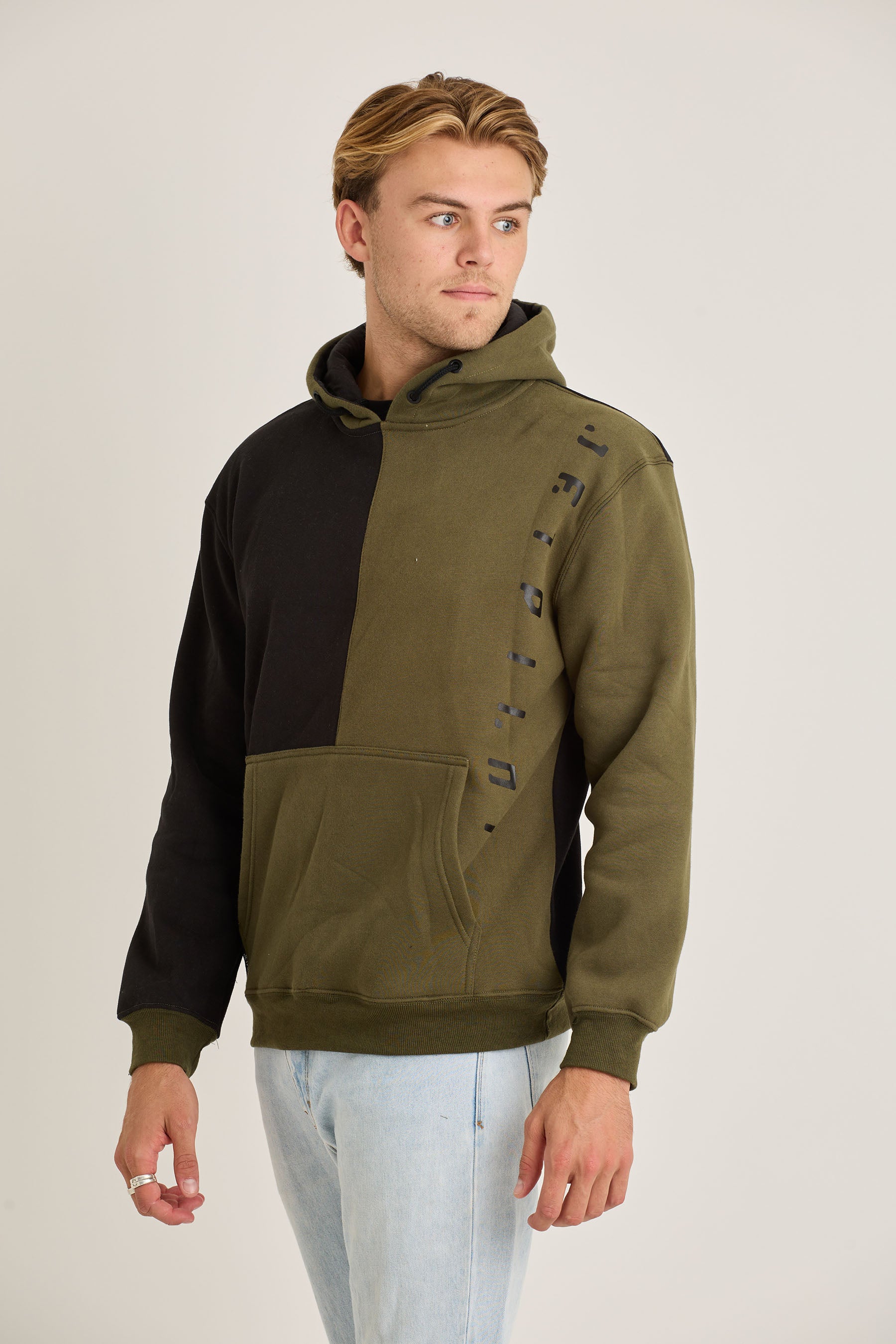 Jetpilot Split Mens Pullover - Army 2 — view 02 (3)