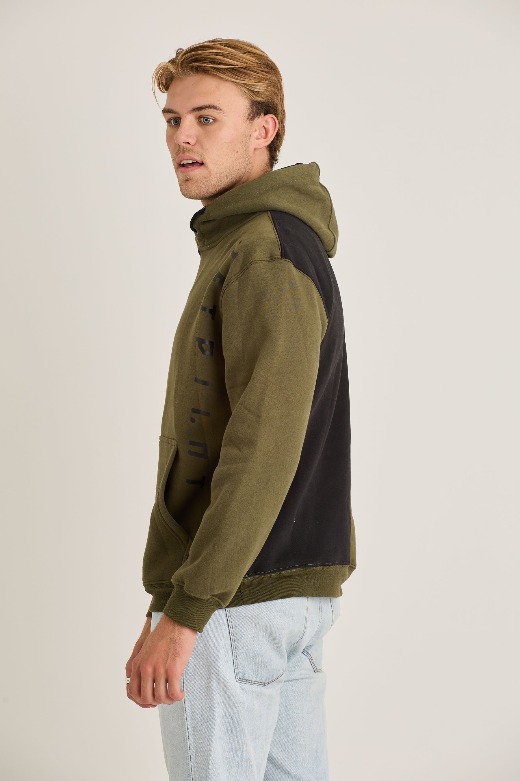 Jetpilot Split Mens Pullover - Army 3 — view 03 (3)
