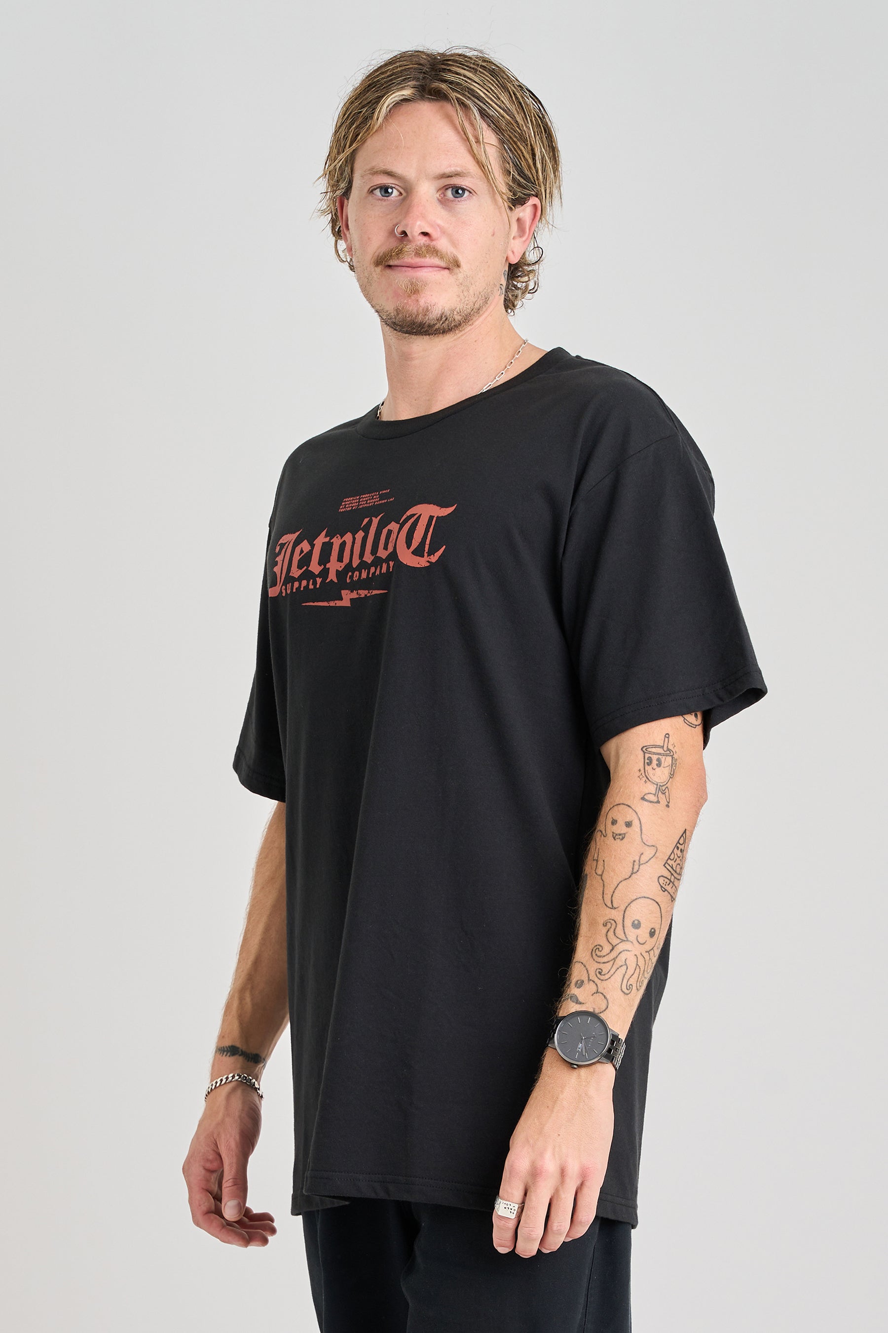 Jetpilot Spinal Tee - Black/Rust 2 — image 2