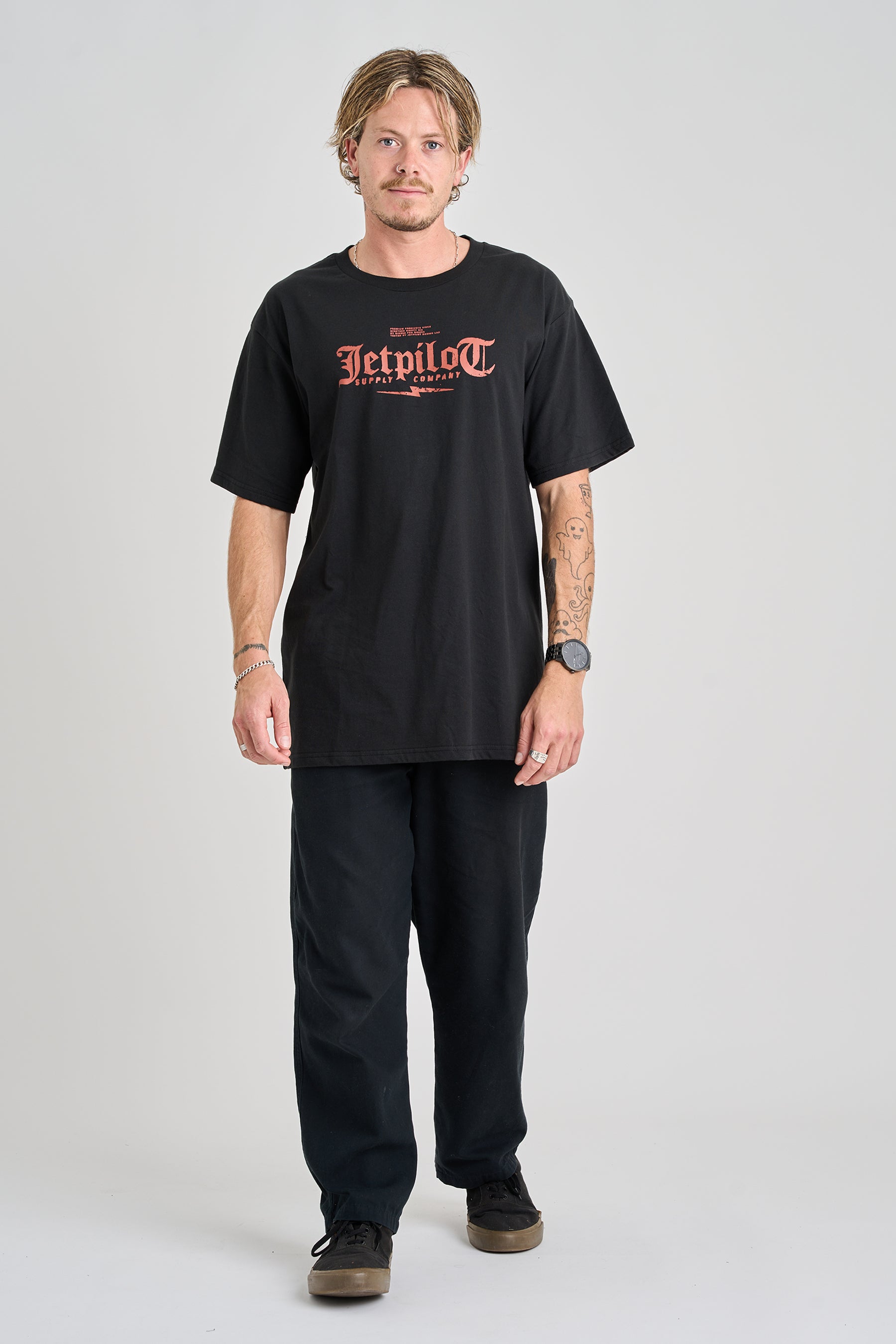 Jetpilot Spinal Tee - Black/Rust 4 — image 2