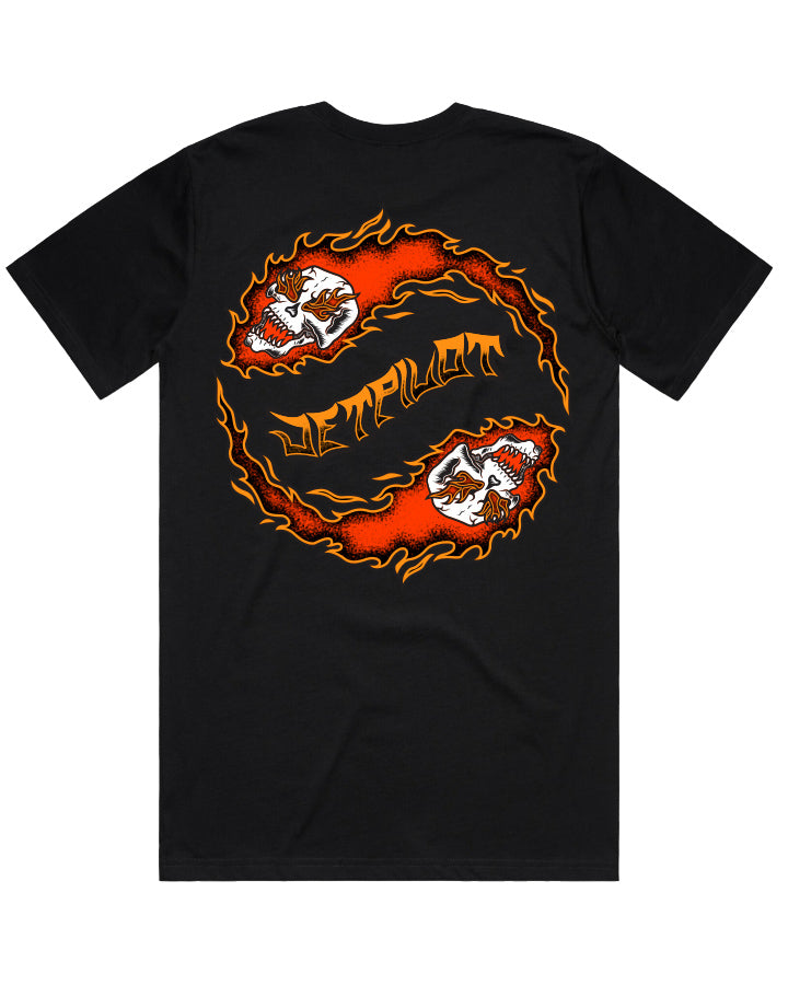 Skull Flame Mens Ss Tee Black