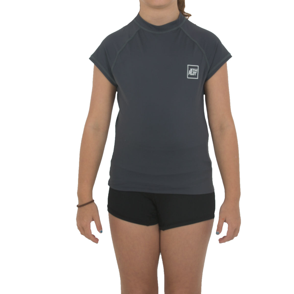 Jetpilot Posse Youth Girls S/S Rashie - Charcoal — image 2