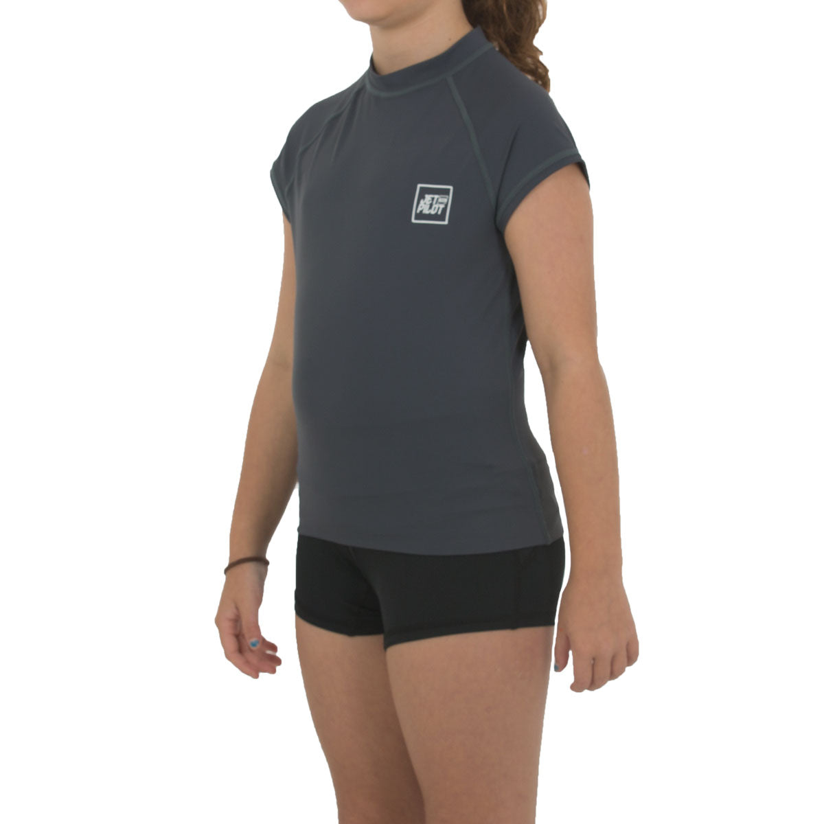 Jetpilot Posse Youth Girls S/S Rashie - Charcoal - photo 3 — image 2