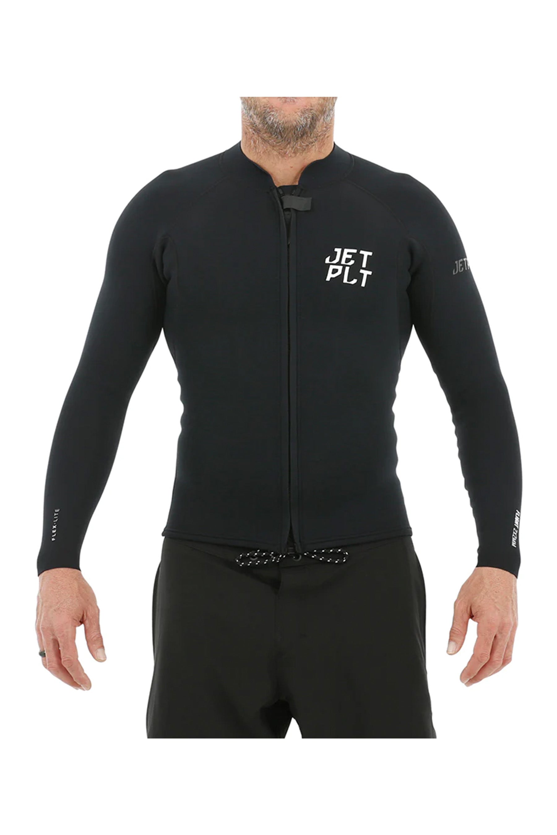 Jetpilot Flight Mens 2X2 Front Zip L/S Jacket - Black