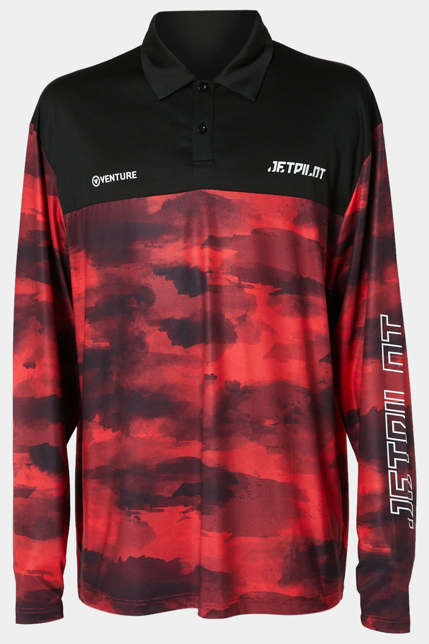 Jetpilot Venture Mens Long Sleeve Fishing Polo - Red Camo