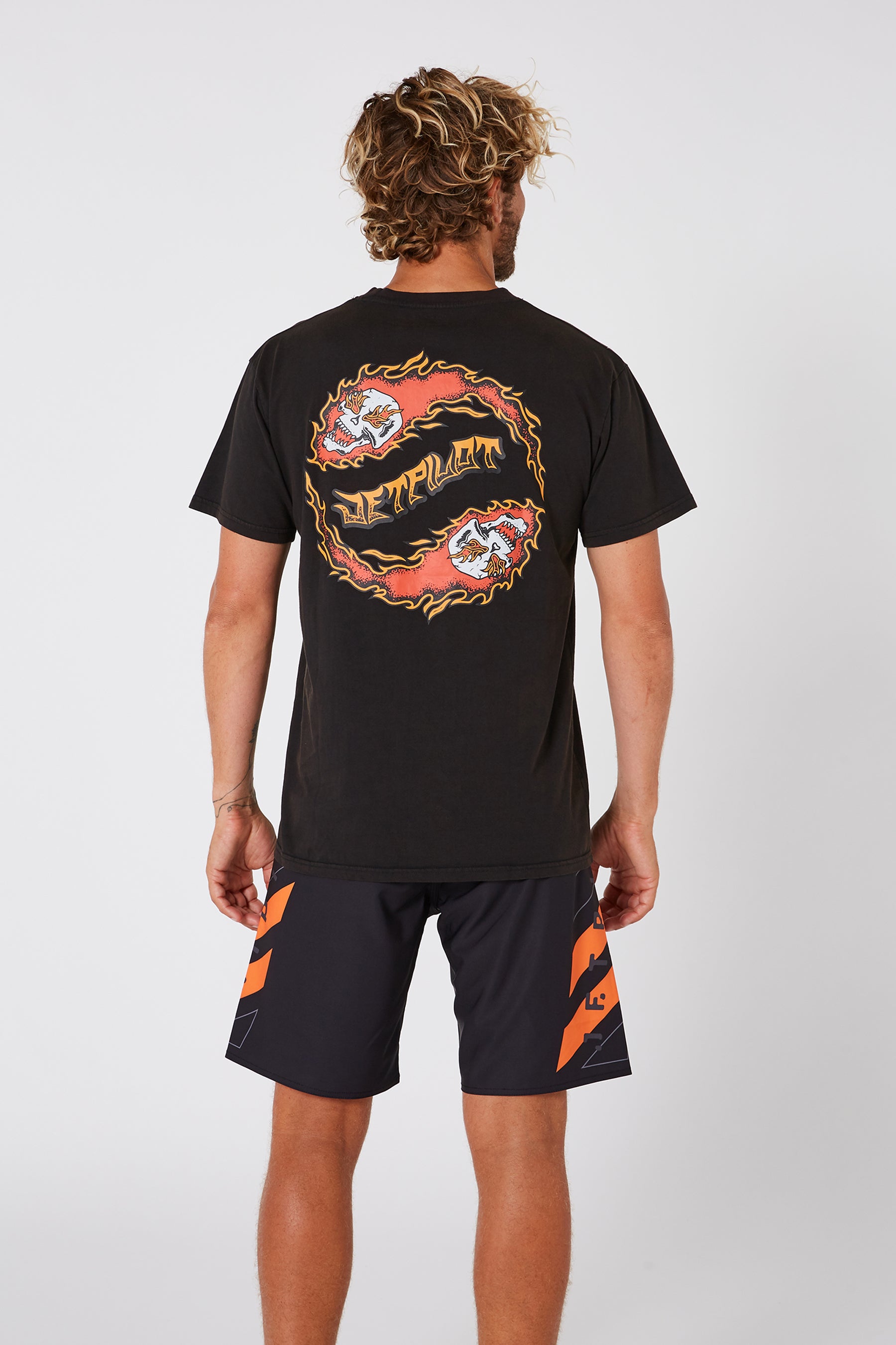 Jetpilot Skull Flame Mens S/S Tee - Black