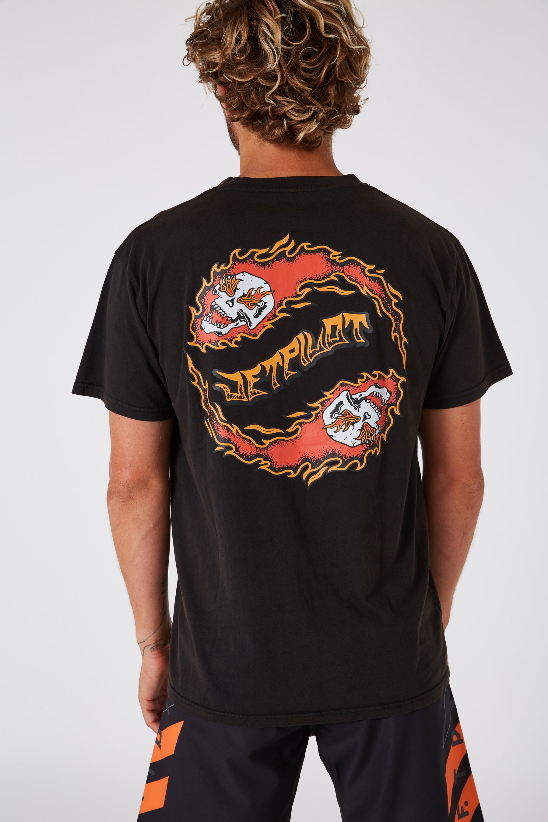 Jetpilot Skull Flame Mens S/S Tee - Black