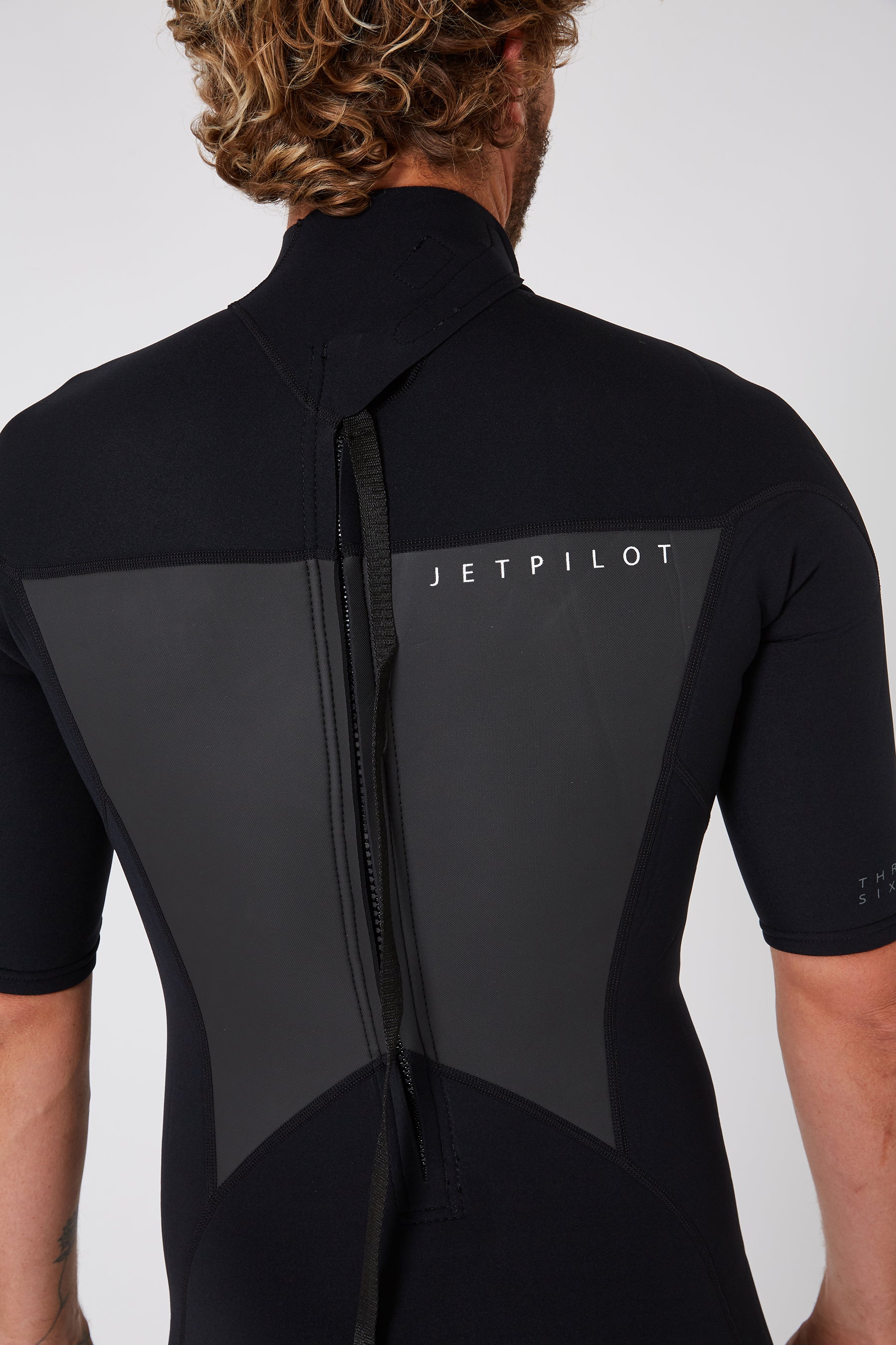 Jetpilot Flight Mens 2X2 Back Zip Short Sleeve Springsuit - Black