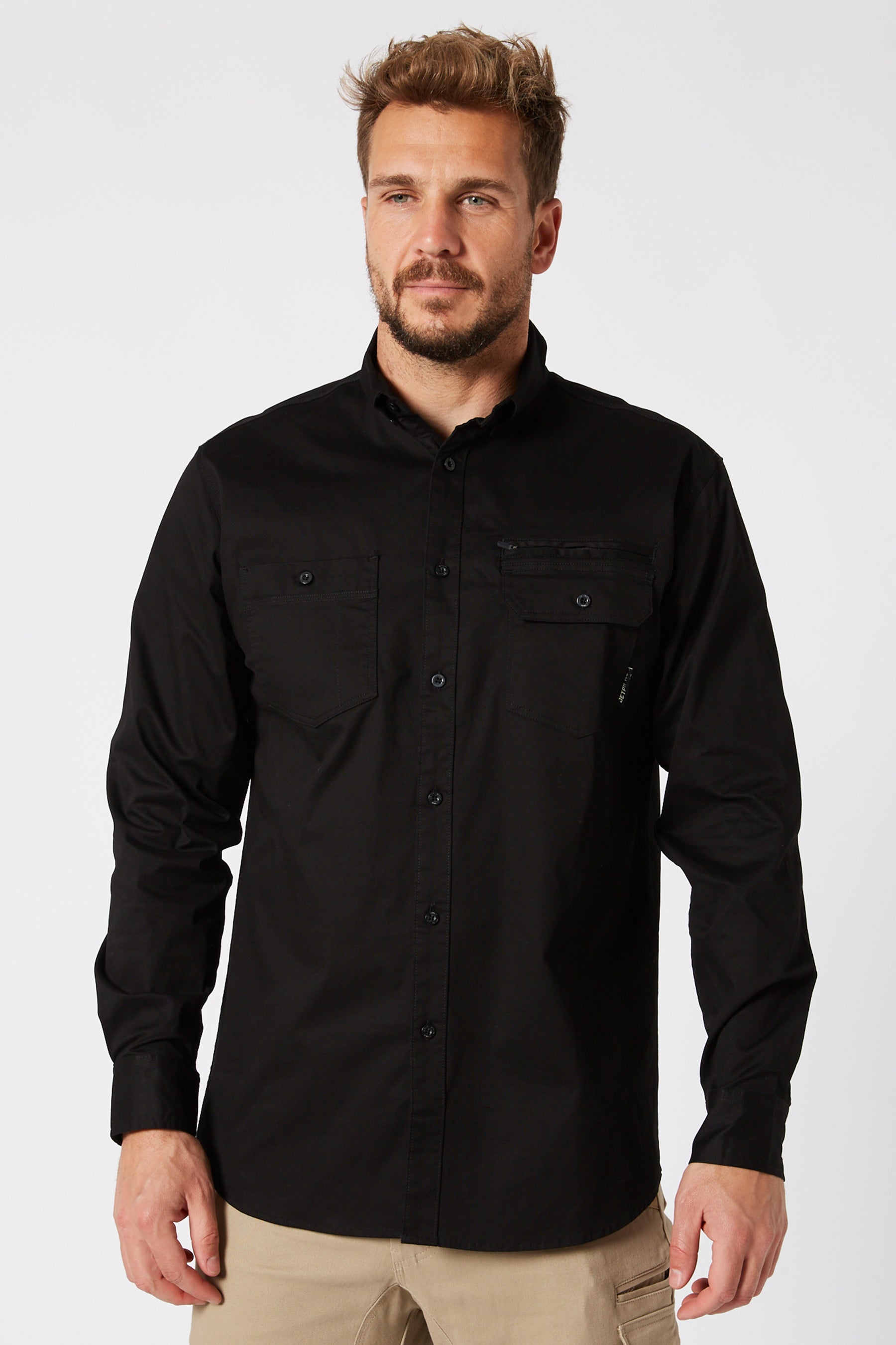 Jetpilot Fueled Mens Long Sleeve Shirt - Black — view 01 (4)