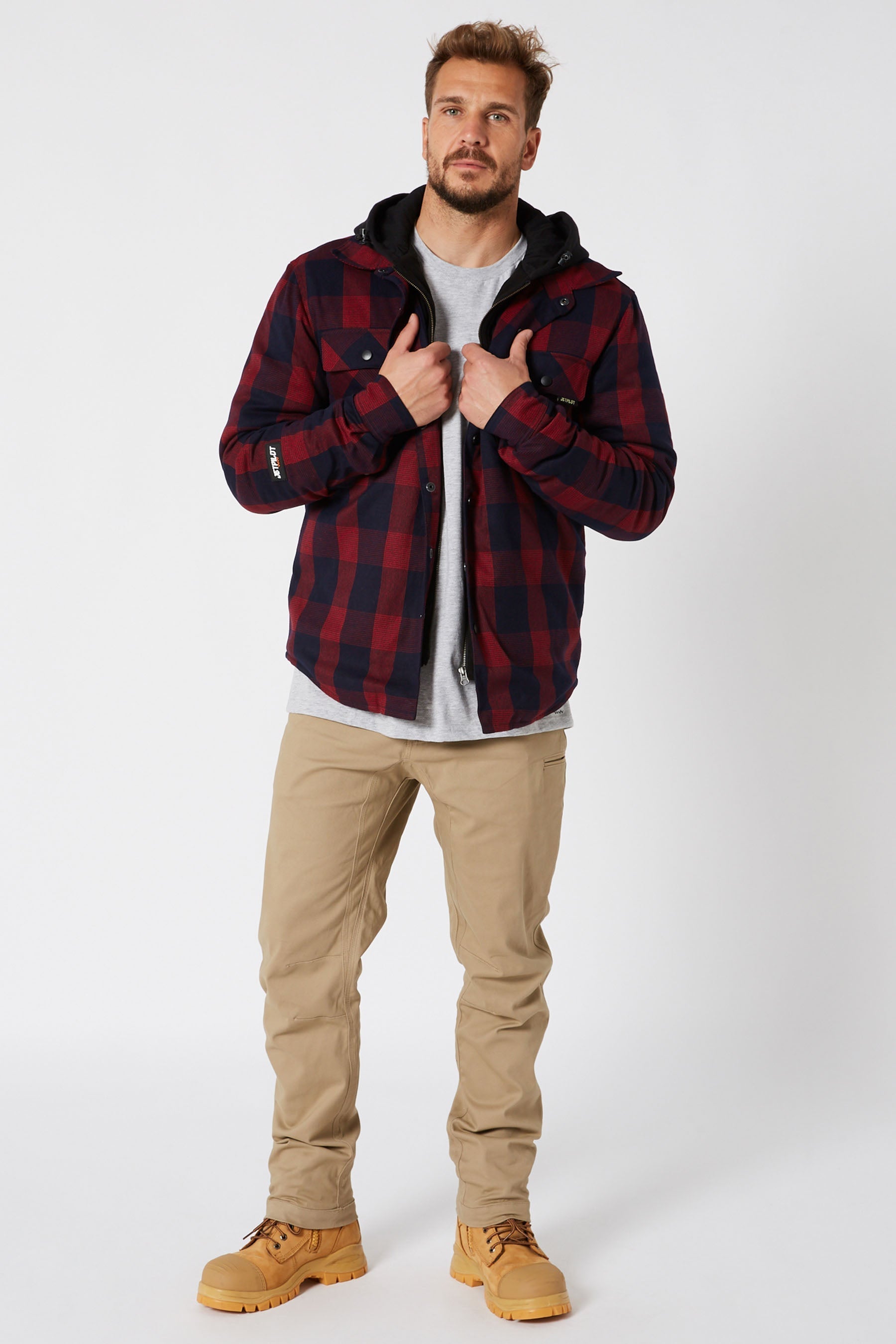 Quilted Flannel Jacket - Red