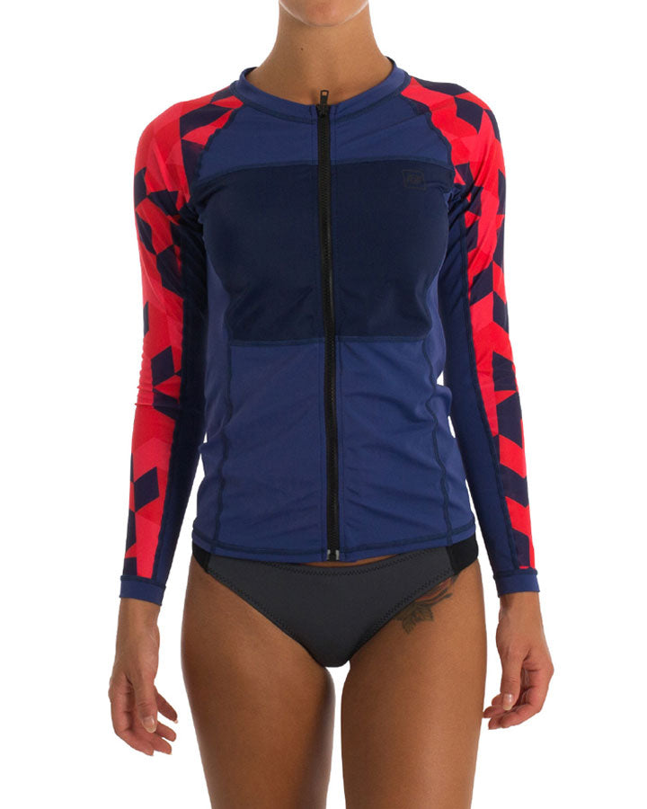 Jetpilot Pro Series Ladies L/S Rashie - Blue/Red