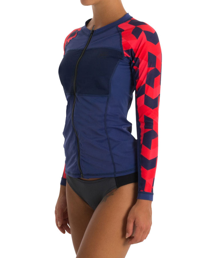 Jetpilot Pro Series Ladies L/S Rashie - Blue/Red