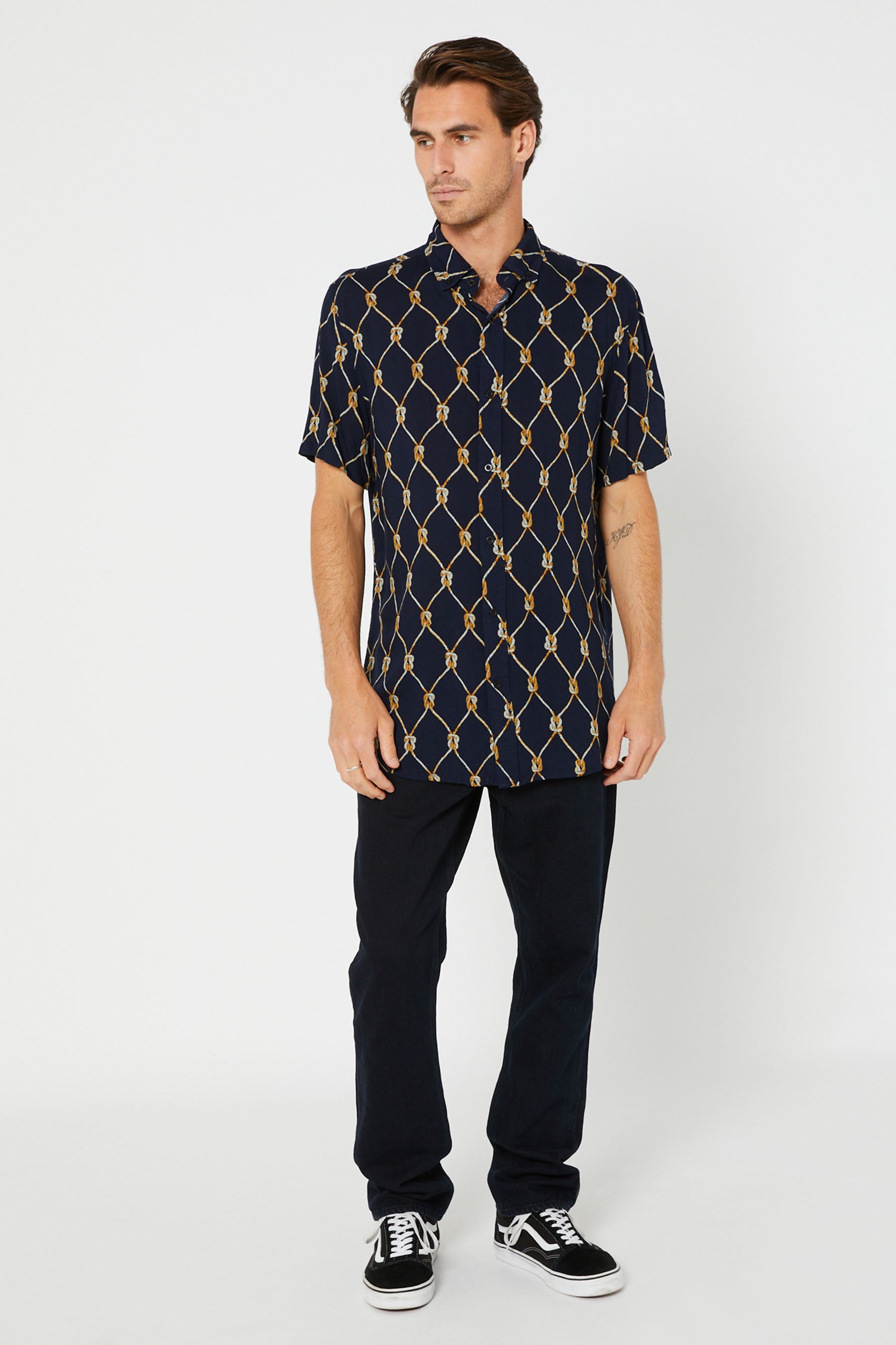 Jetpilot Rope Mens S/S Shirt - Navy