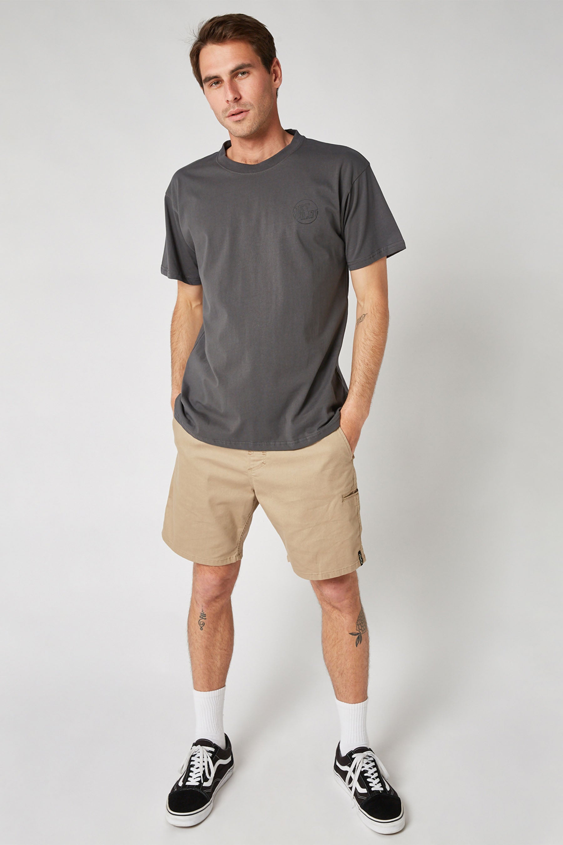 Jetpilot Mens Full Circle S/S Tee - Grey/Black