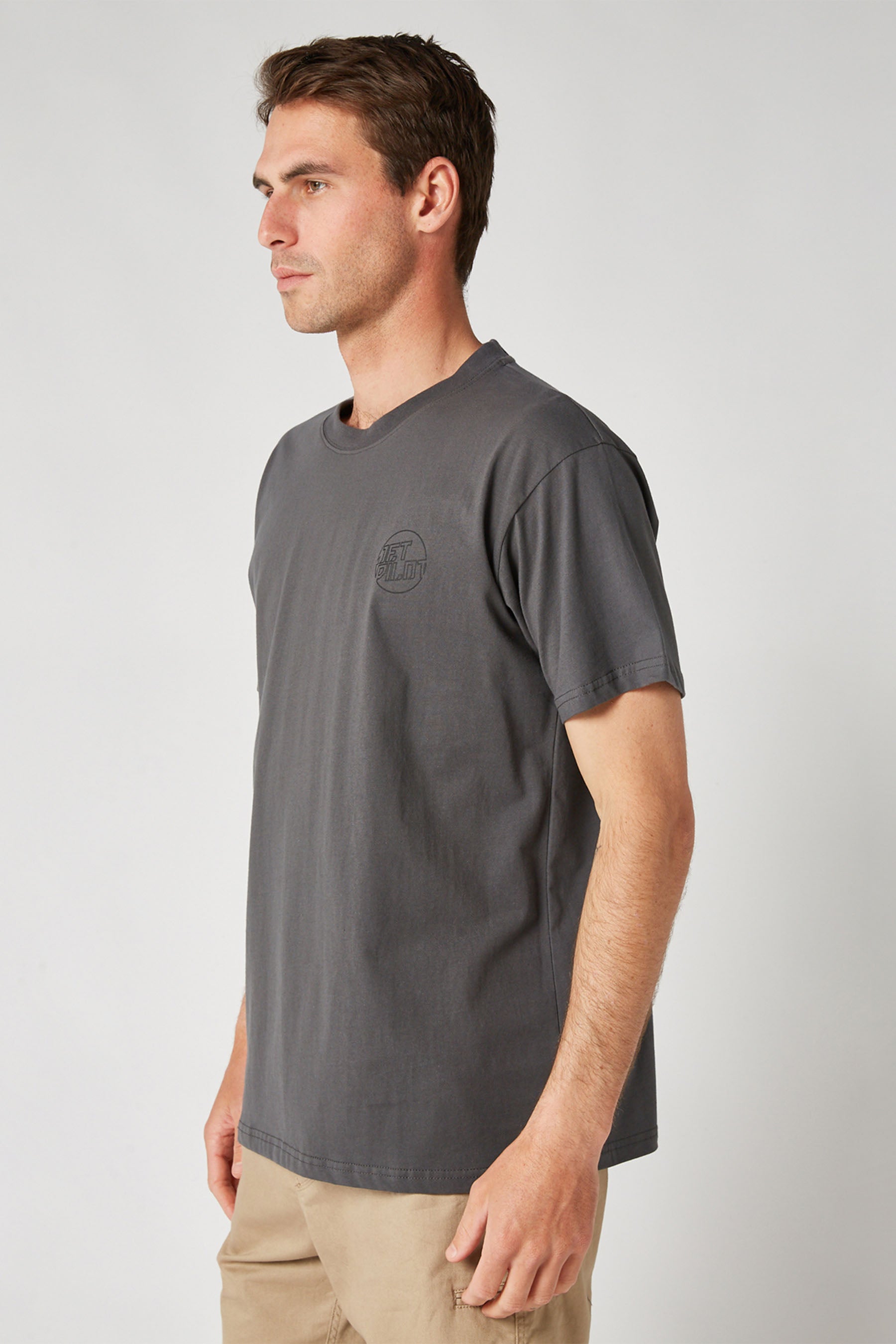 Jetpilot Mens Full Circle S/S Tee - Grey/Black