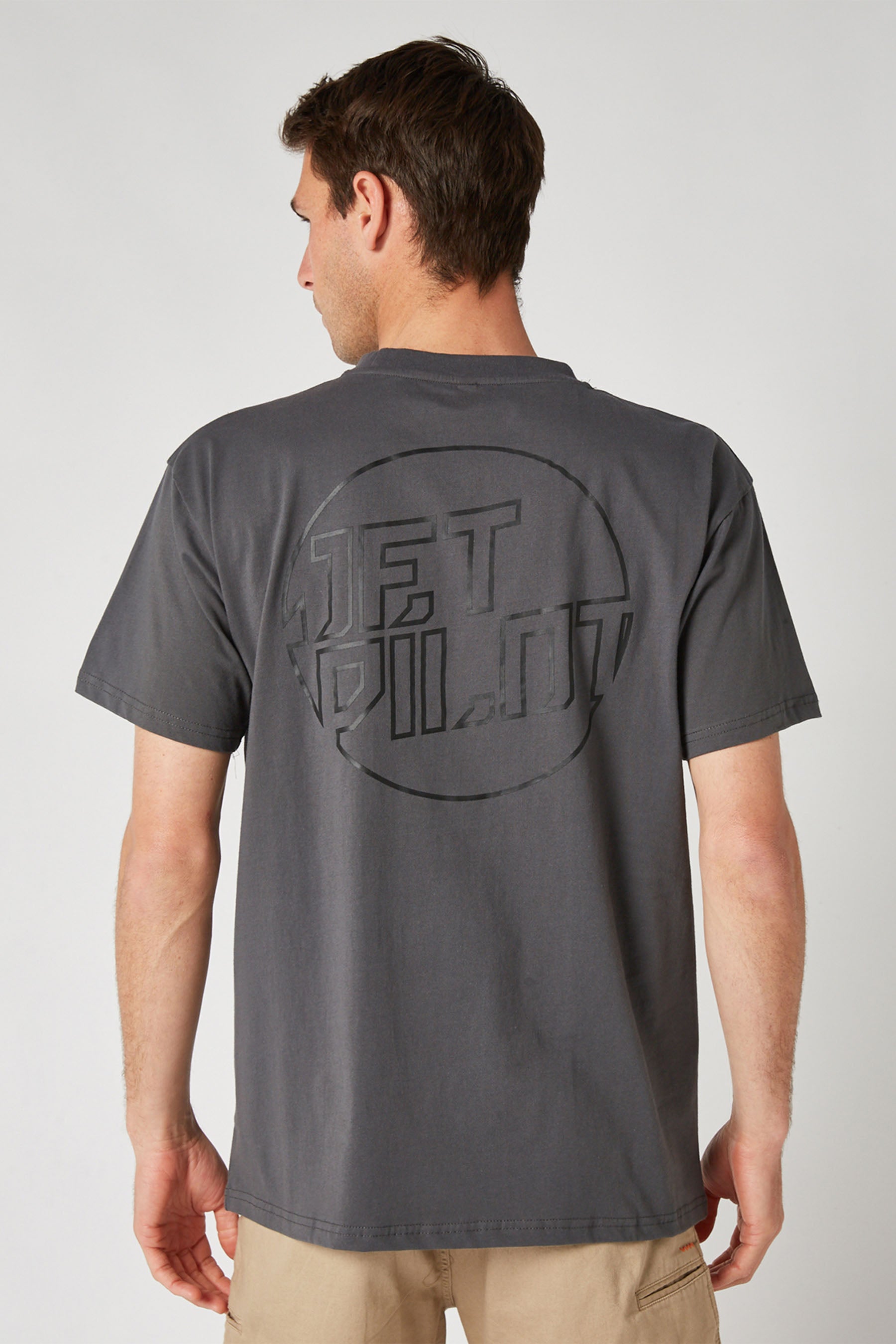 Jetpilot Mens Full Circle S/S Tee - Grey/Black