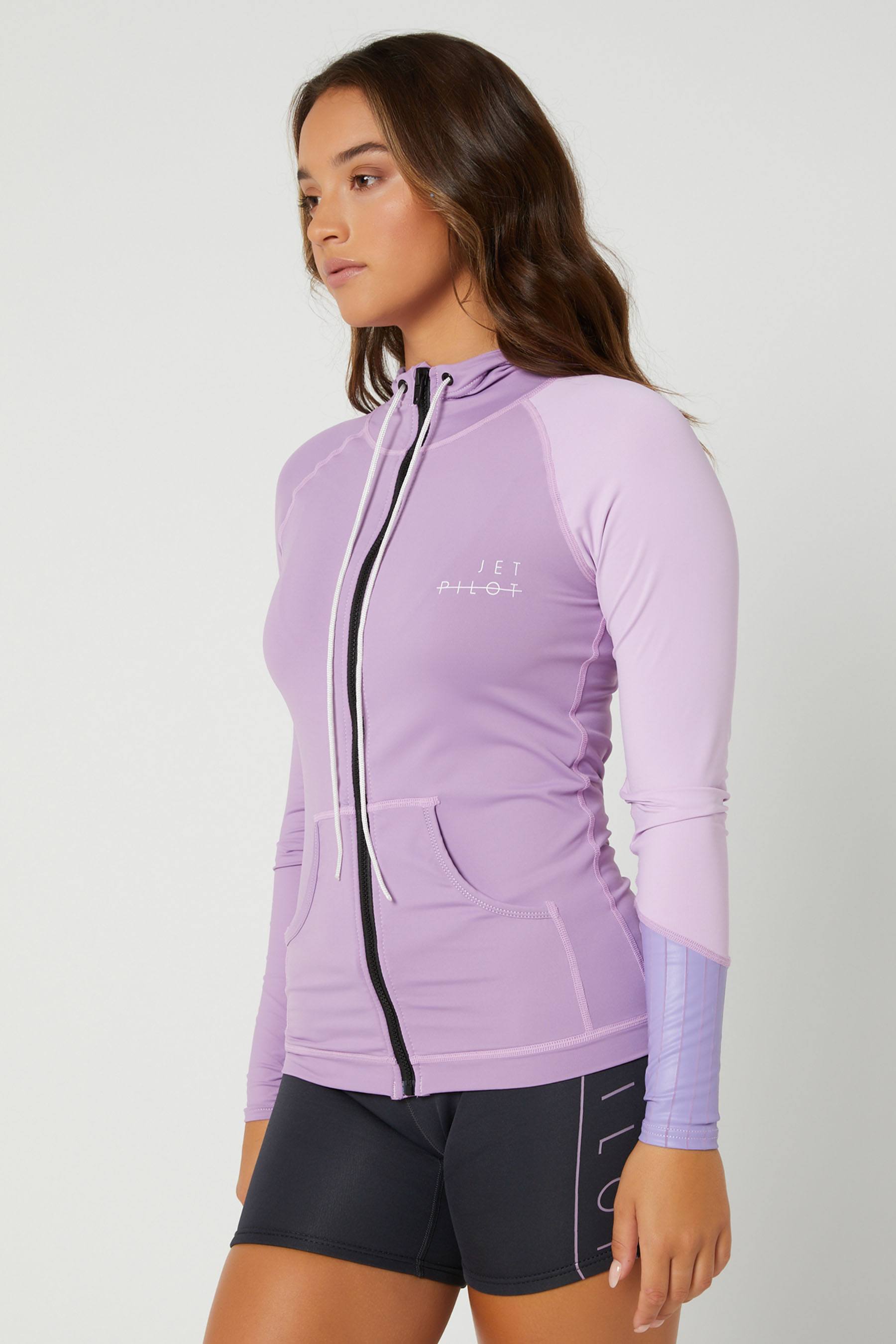 Jetpilot Cause Ladies LS Hooded Rashie Purple 2