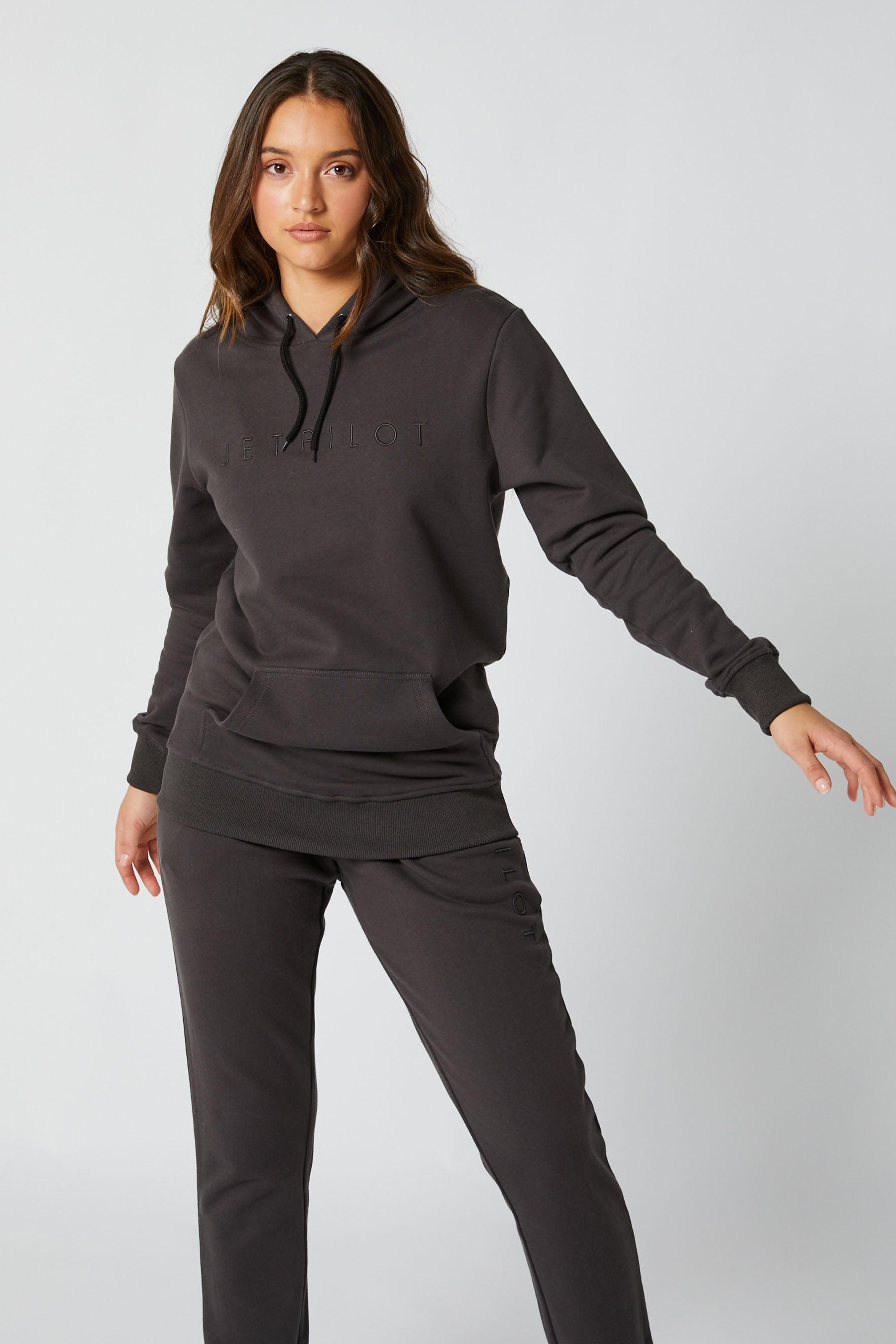 Jetpilot Simple Ladies Hoodie - Charcoal