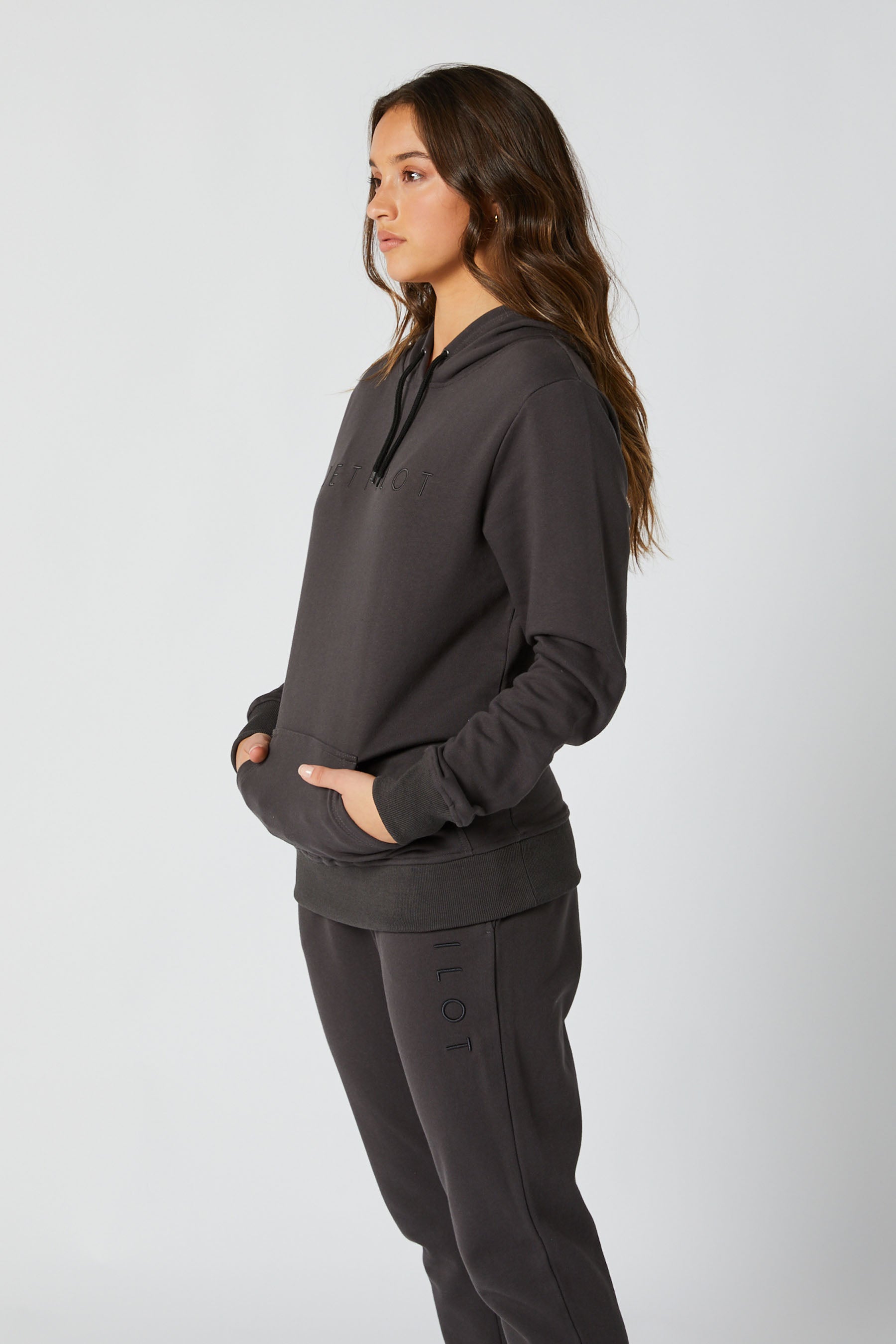 Jetpilot Simple Ladies Hoodie - Charcoal