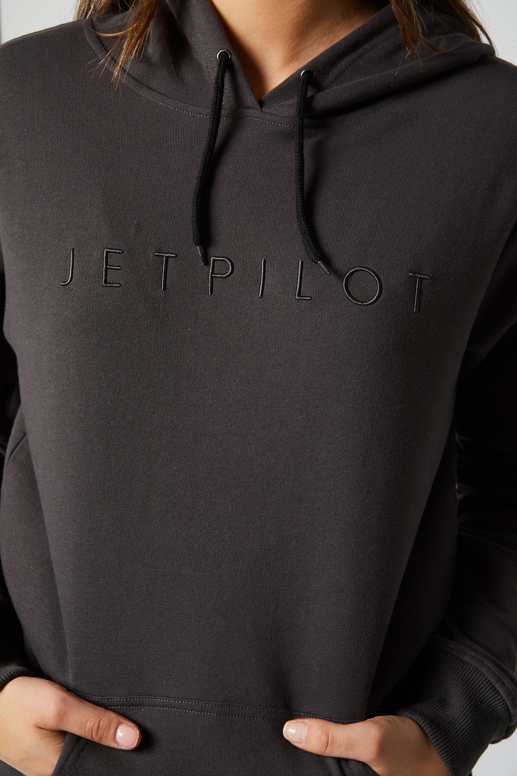Jetpilot Simple Ladies Hoodie - Charcoal
